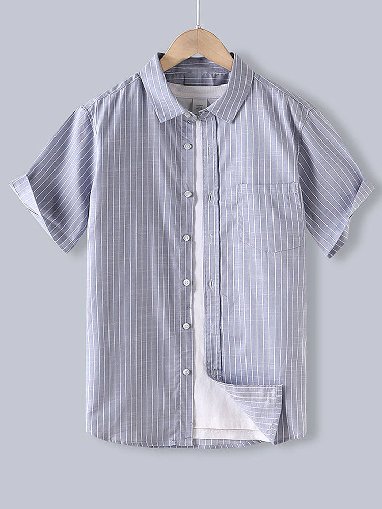 Amin® | Men Cotton Striped Button Up Shirt - Image 5