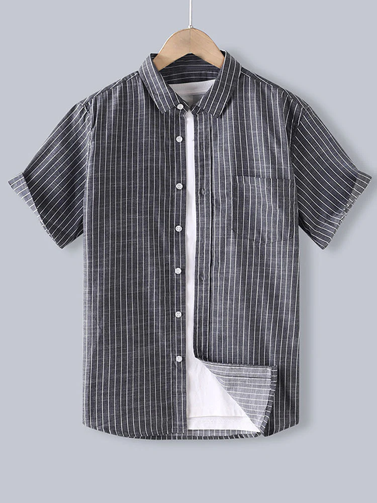 Amin® | Men Cotton Striped Button Up Shirt - Image 7