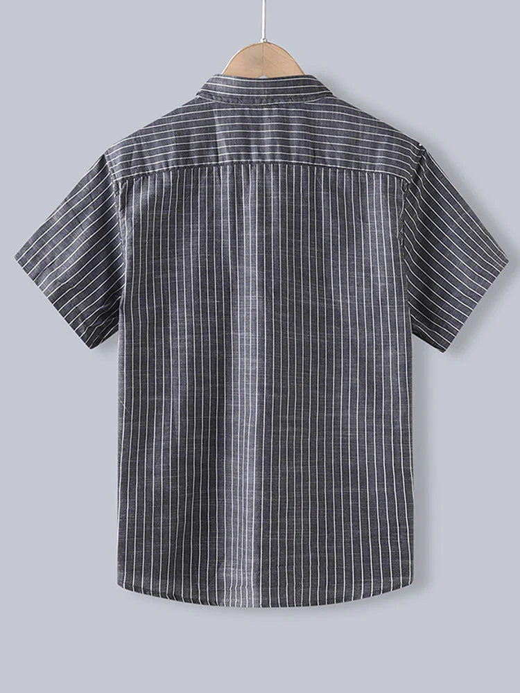 Amin® | Men Cotton Striped Button Up Shirt - Image 8