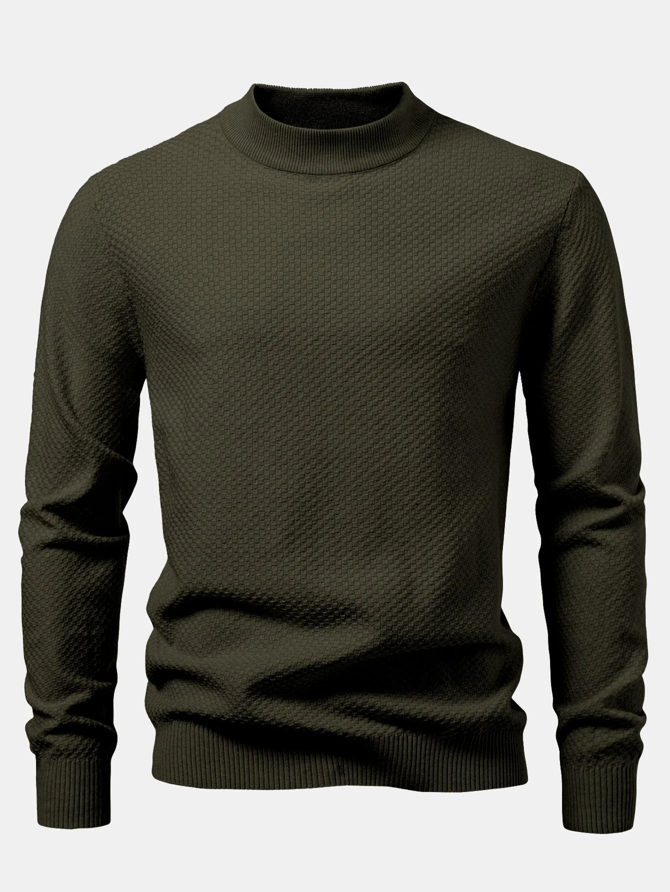Amir® | Checkerboard Textured Mock Neck Sweater - Image 14