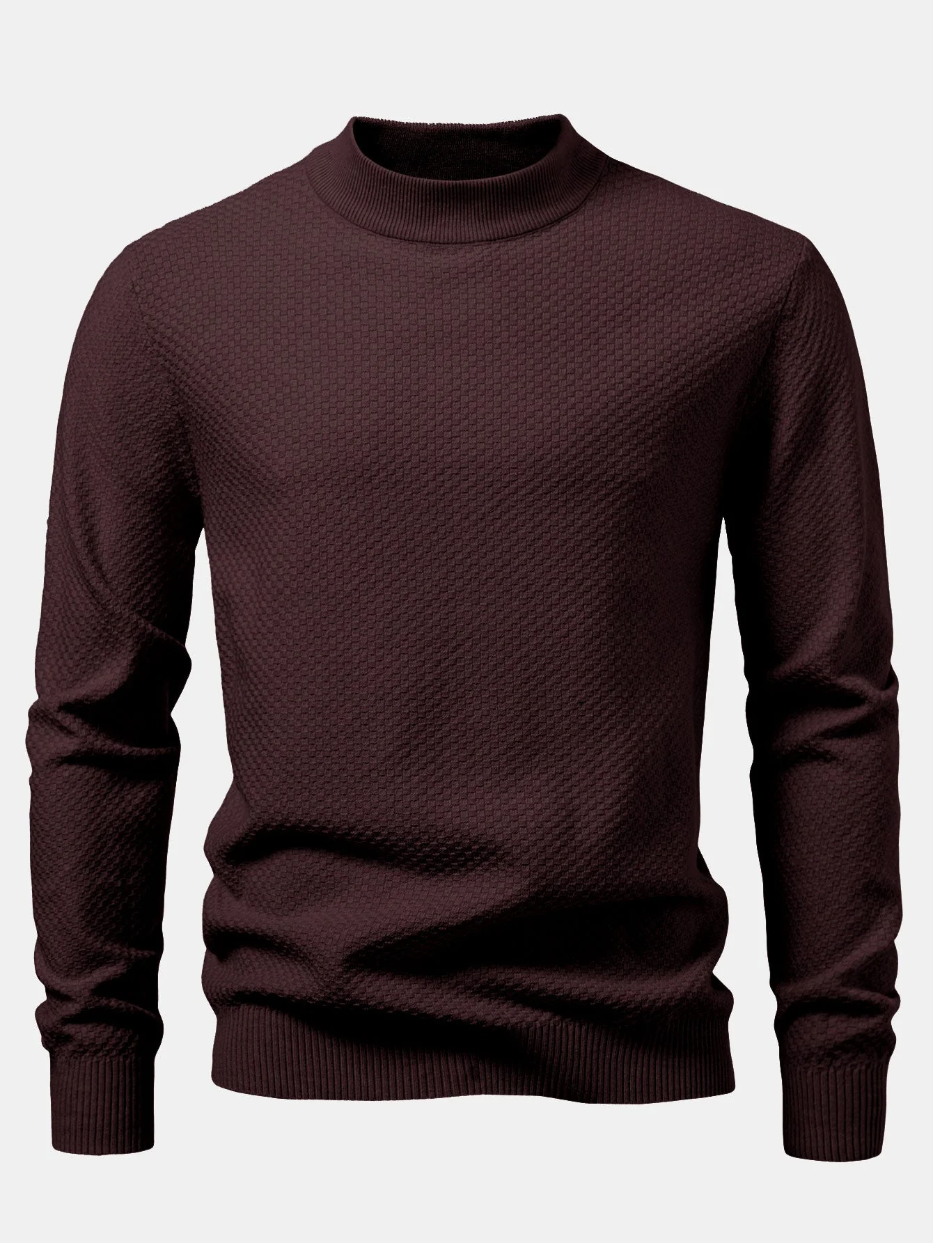 Amir® | Checkerboard Textured Mock Neck Sweater - Image 3