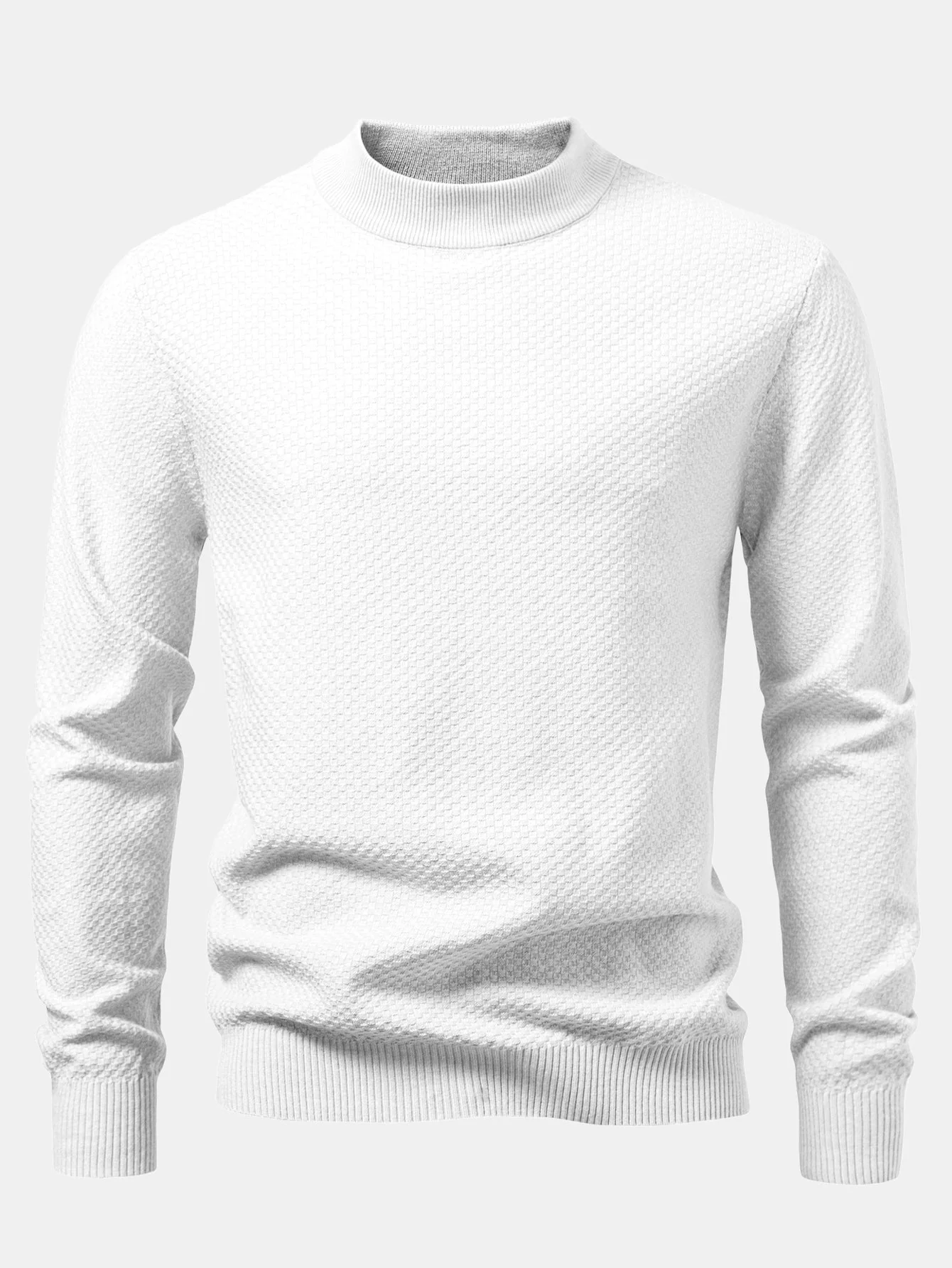 Amir® | Checkerboard Textured Mock Neck Sweater - Image 5