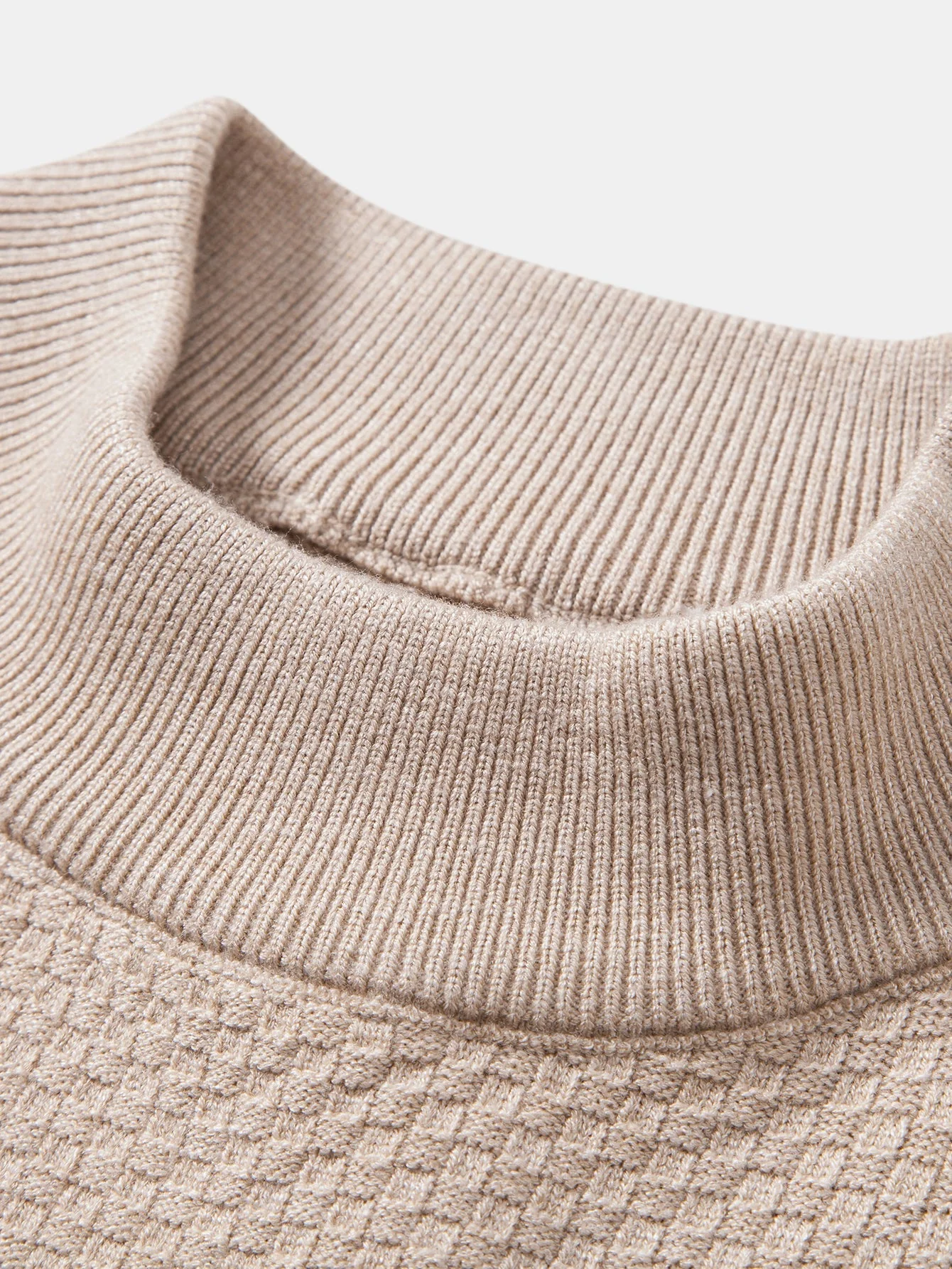 Amir® | Checkerboard Textured Mock Neck Sweater - Image 7