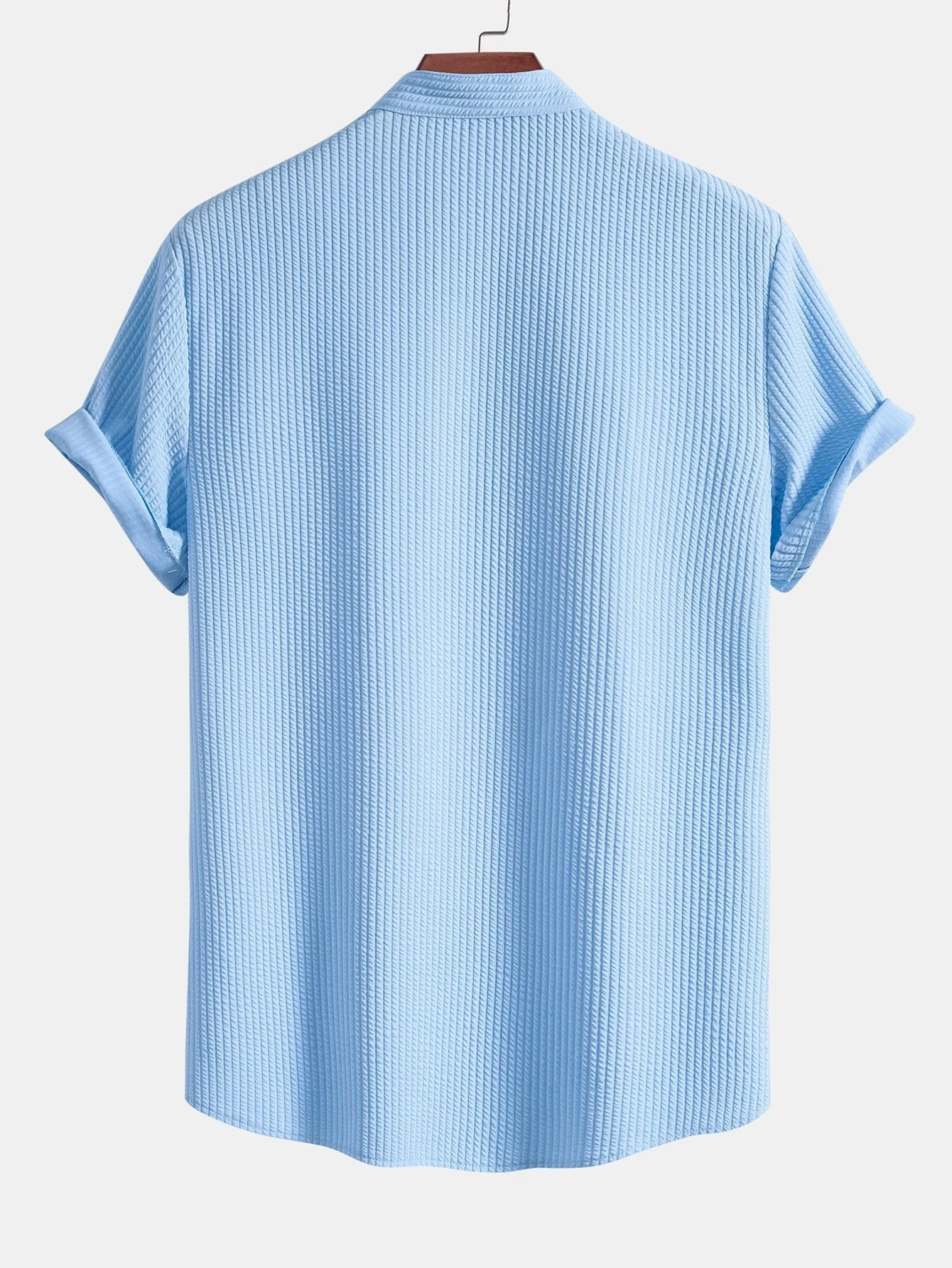 Amós® | Muscle Fit Ribbed Stand Collar Shirt & Shorts - Image 9