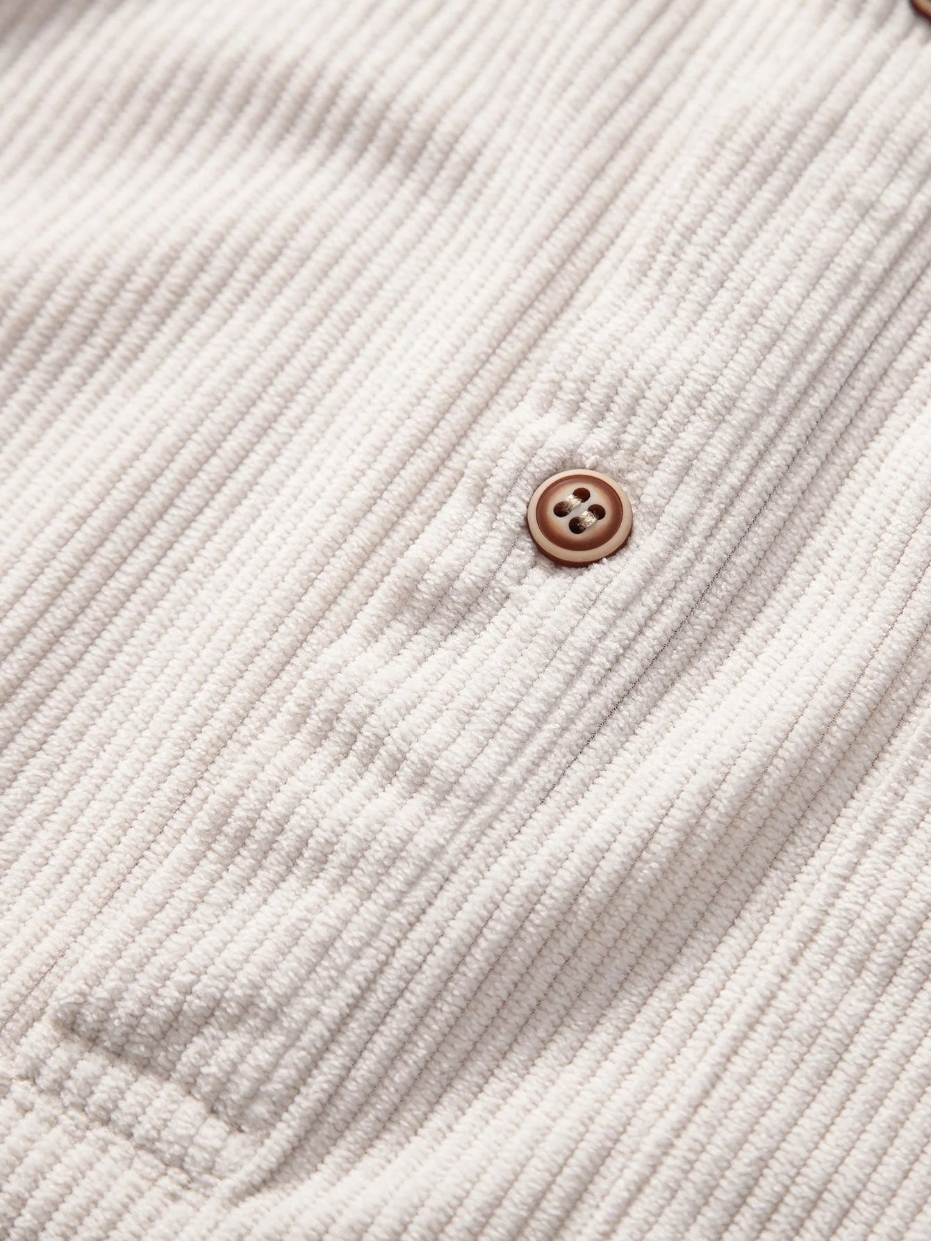 Amyas® | Long Sleeve Polo Neck Corduroy Shirt - Image 6