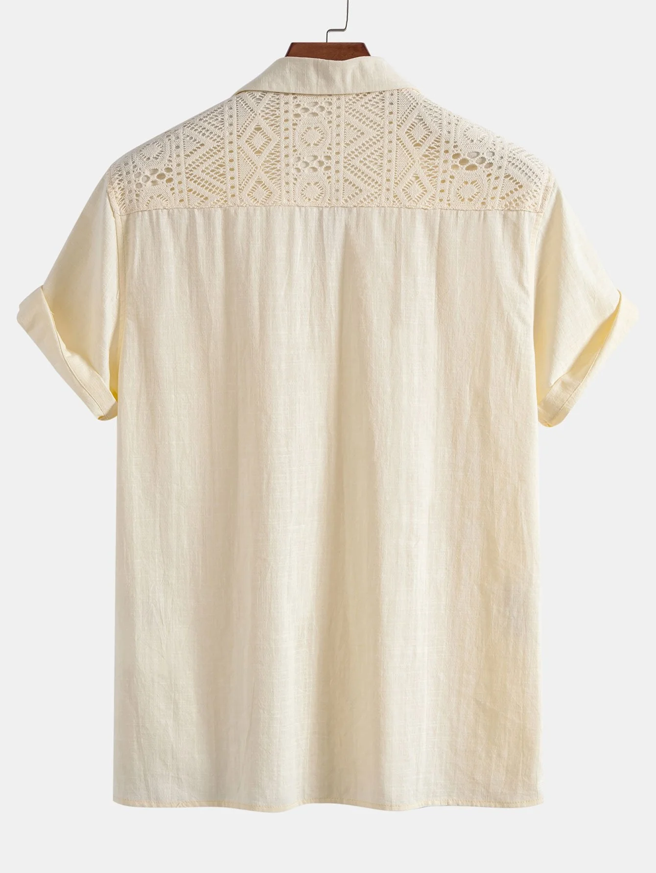 Anakin® | Geometric Textured Patchwork Cuban Shirt - Image 2