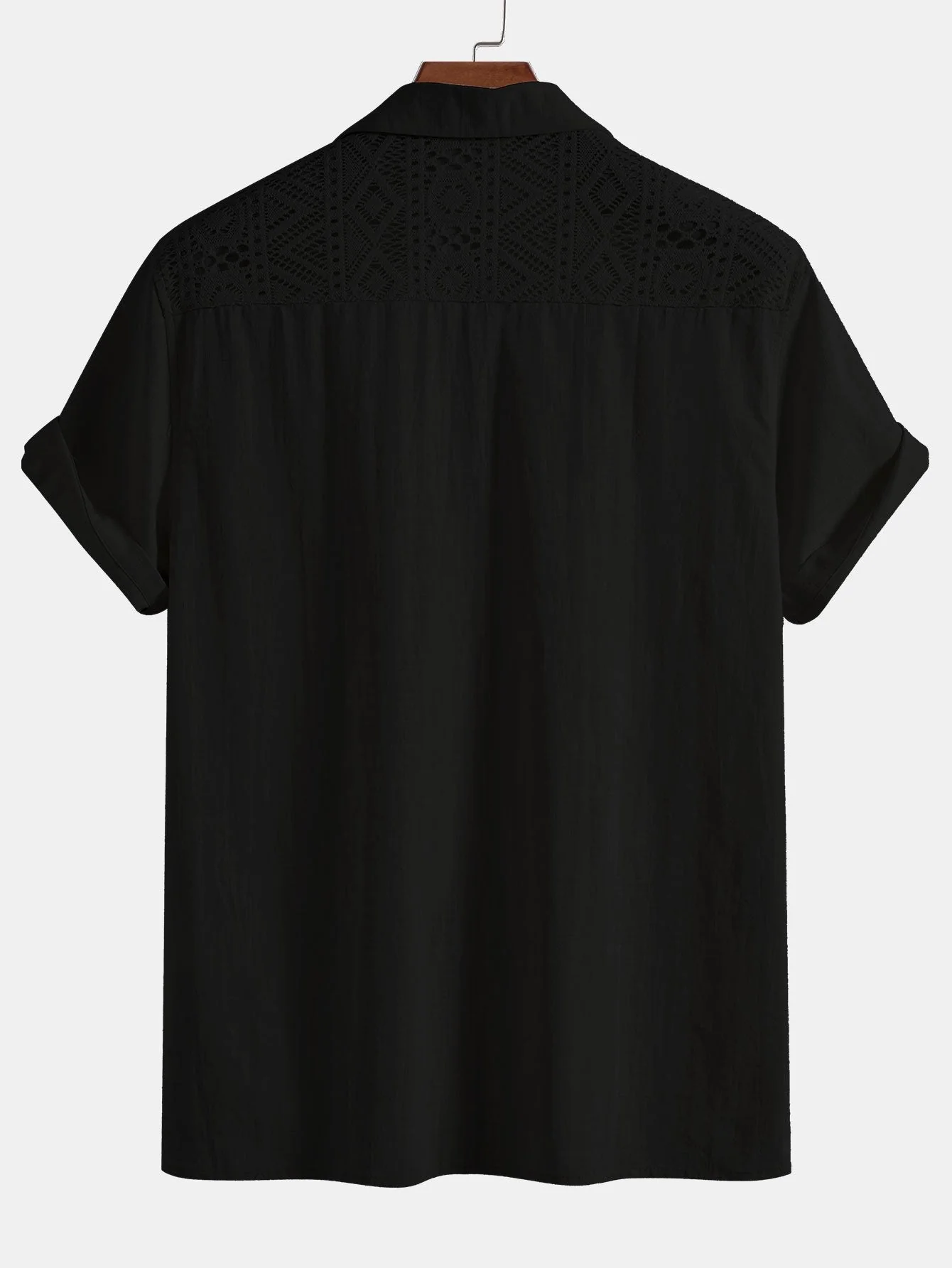 Anakin® | Geometric Textured Patchwork Cuban Shirt - Image 4