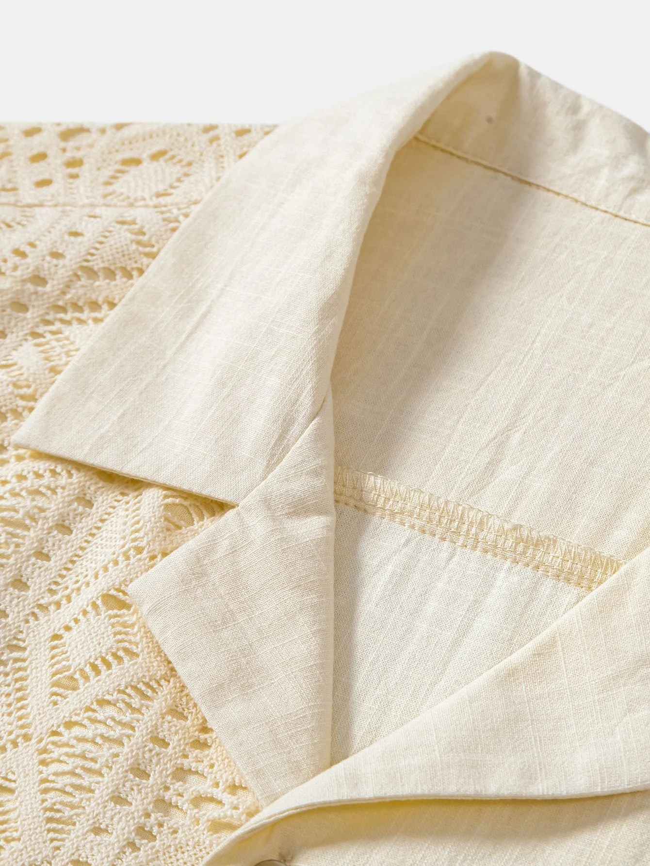 Anakin® | Geometric Textured Patchwork Cuban Shirt - Image 5