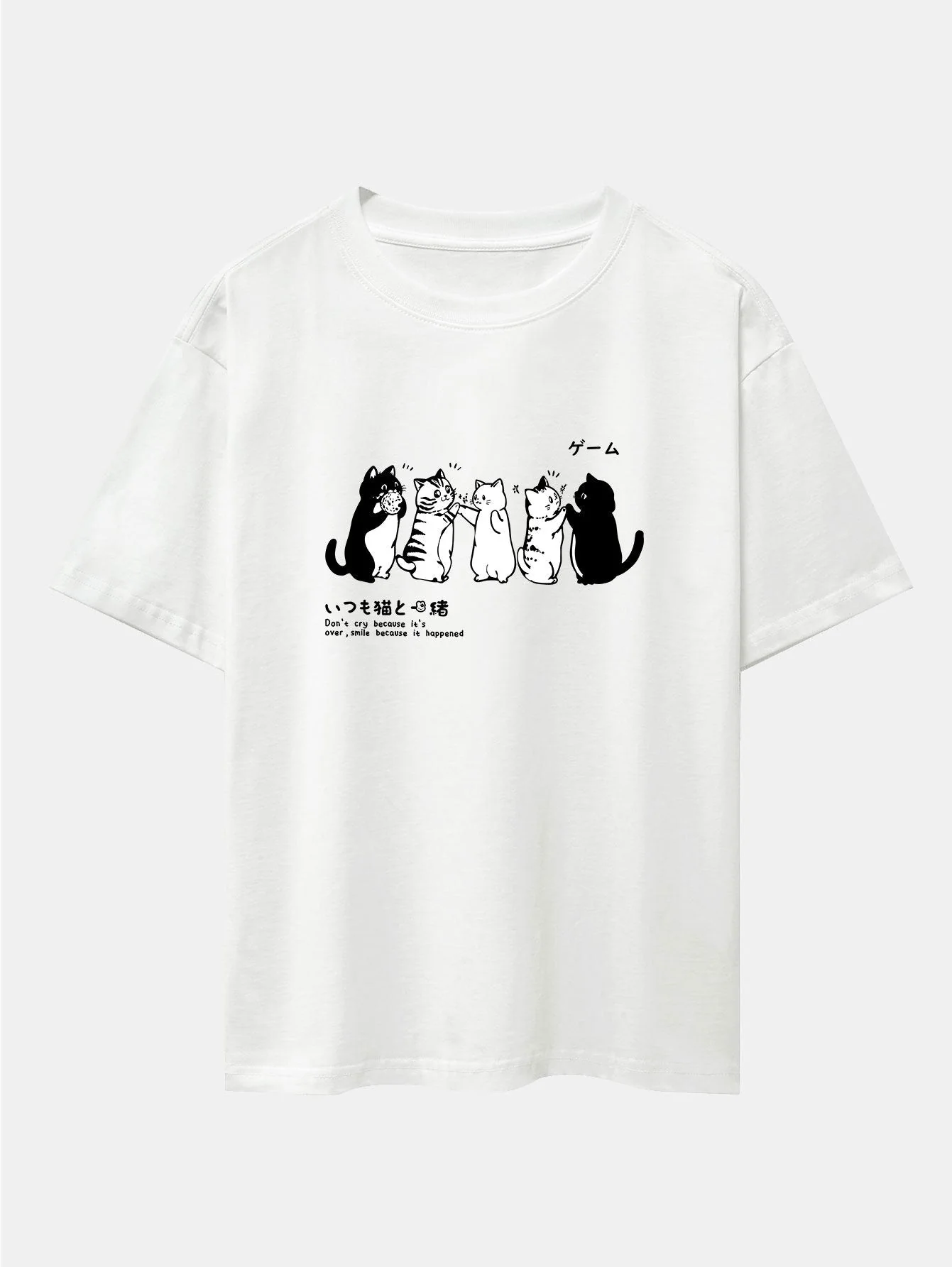 Ananías® | Friend Cat Print Drop Shoulder Oversize T-Shirt - Image 2
