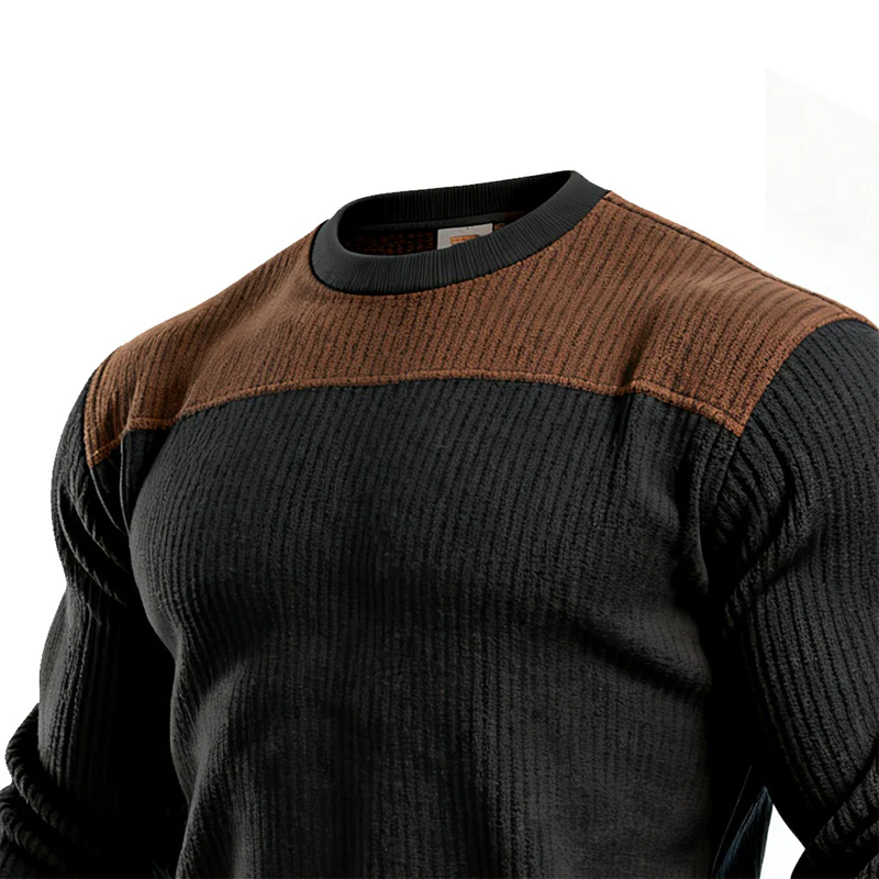 Ananías® | Men's Cotton Blend Knitted Contrast Color Round Neck Long Sleeve T-shirt MTA0988J7X - Image 2