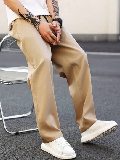 Anatole® | Straight Trousers In Solid Color For Men - Image 13
