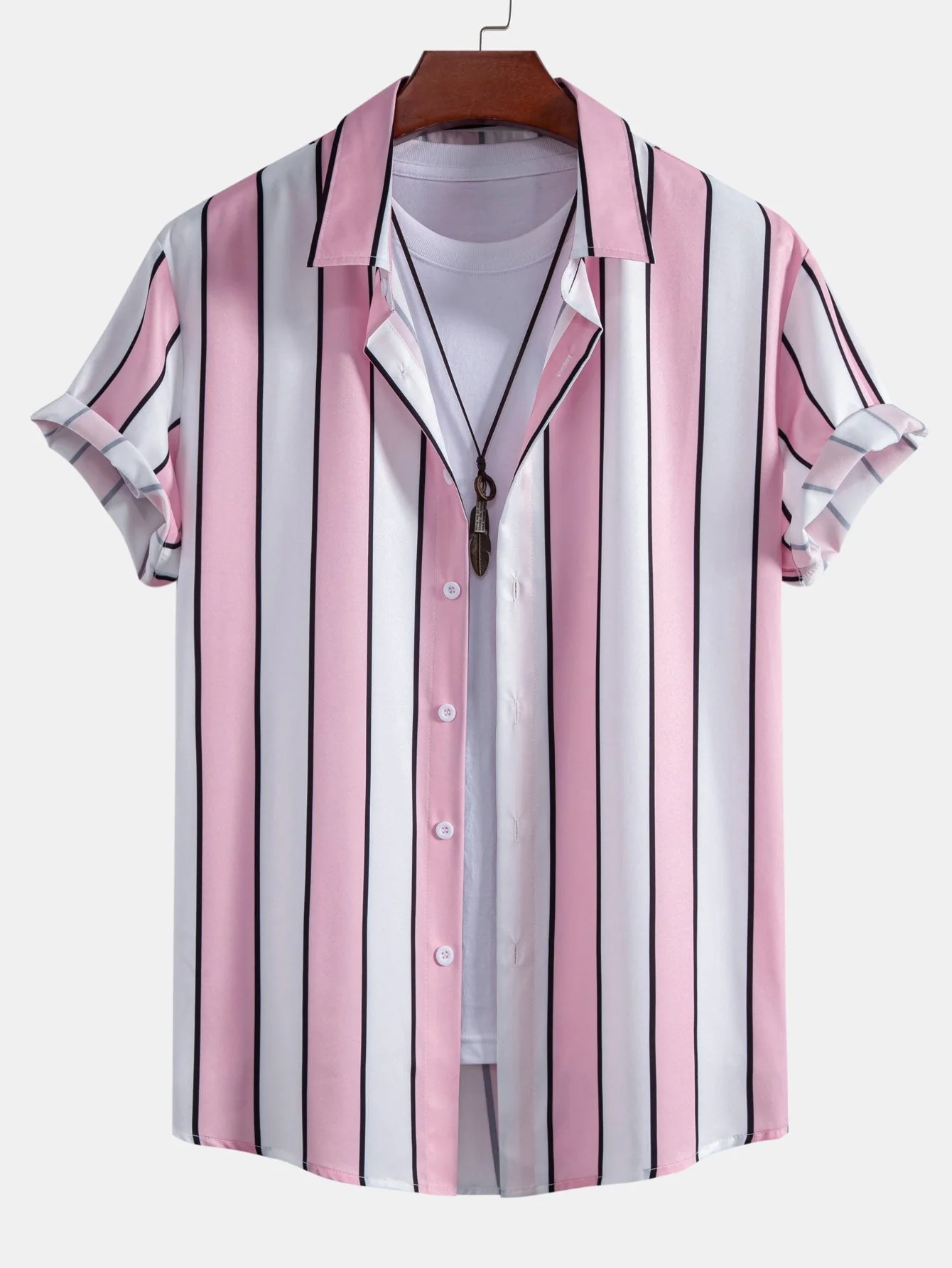 Anatoliy® | Stripe Print Button Up Shirt - Image 6