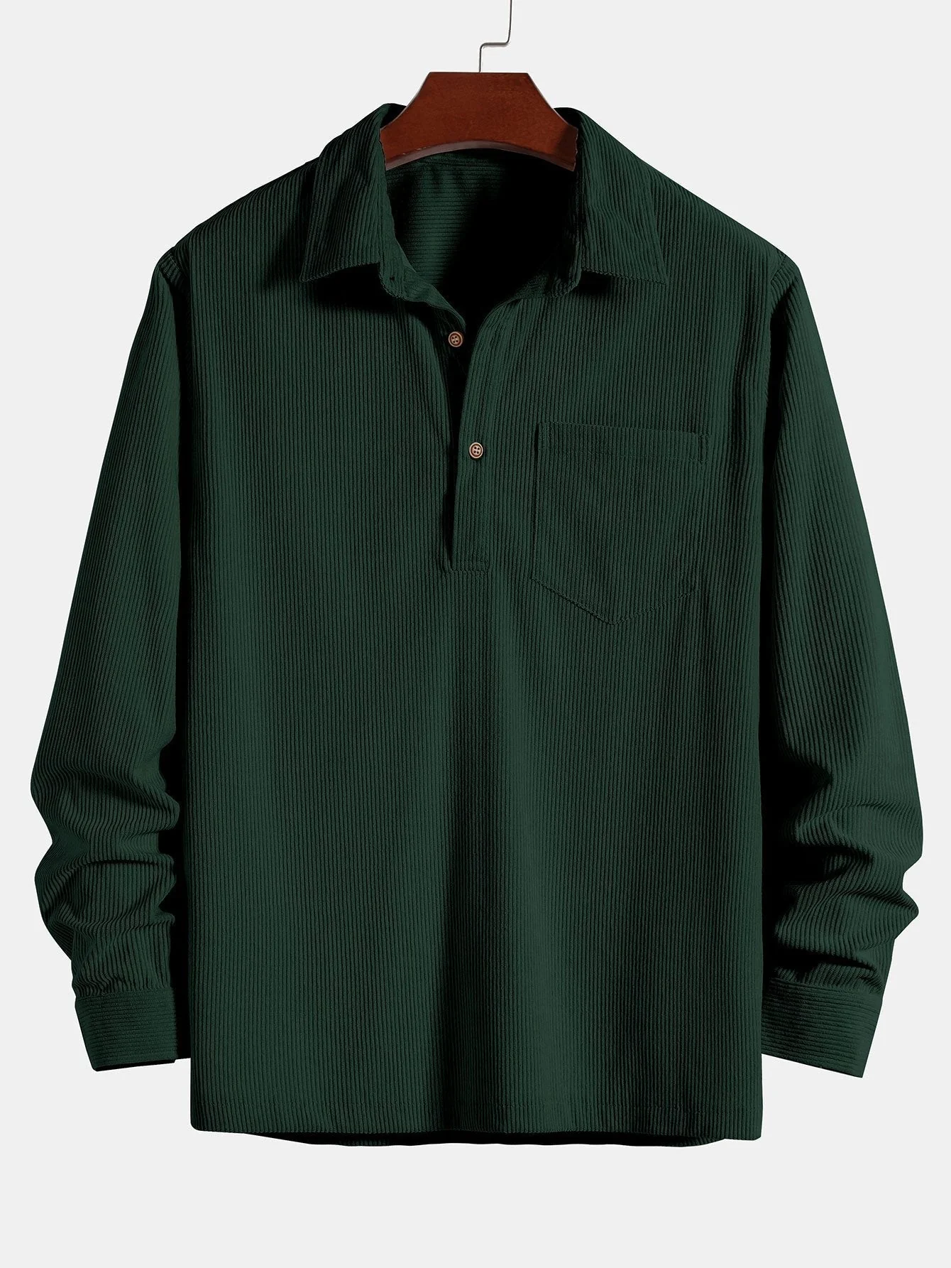 Ancel® | 3 Pieces Long Sleeve Polo Neck Corduroy Shirt - Image 3