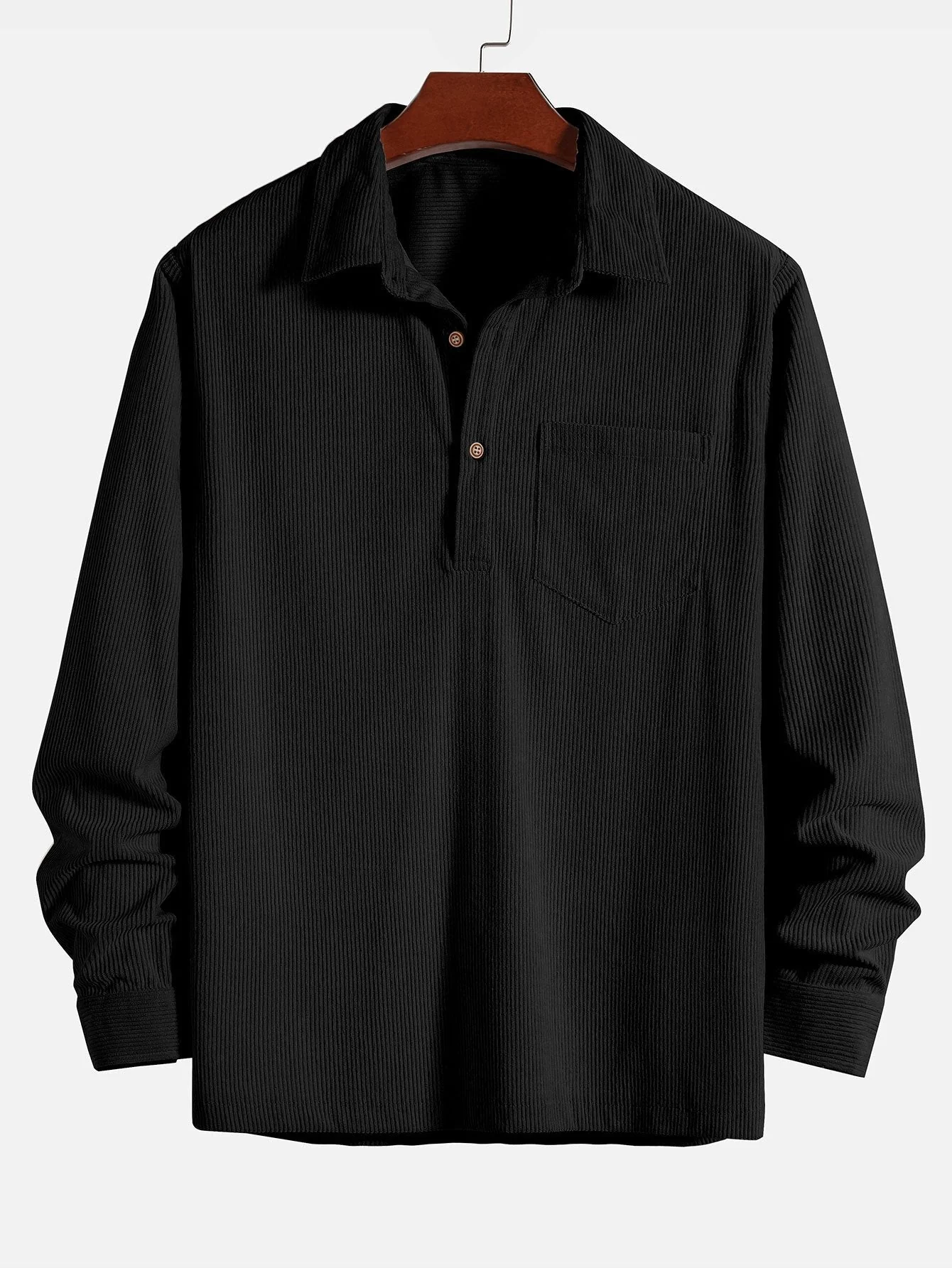 Ancel® | 3 Pieces Long Sleeve Polo Neck Corduroy Shirt - Image 4