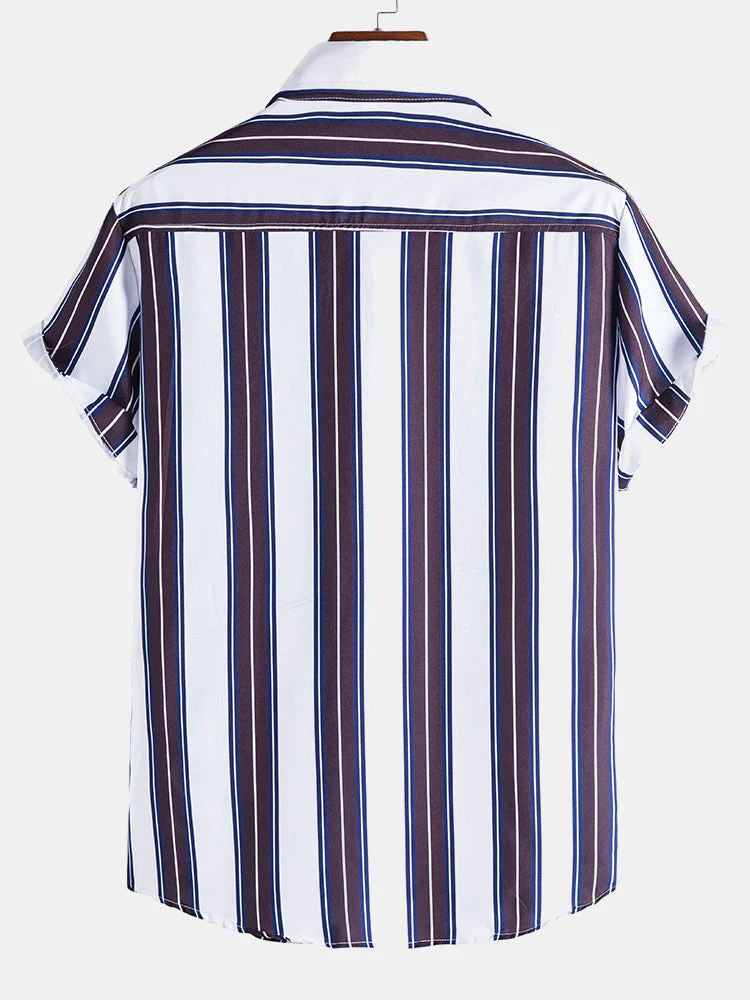 Andre® | Stripes Lapel Short Sleeve Shirts - Image 2