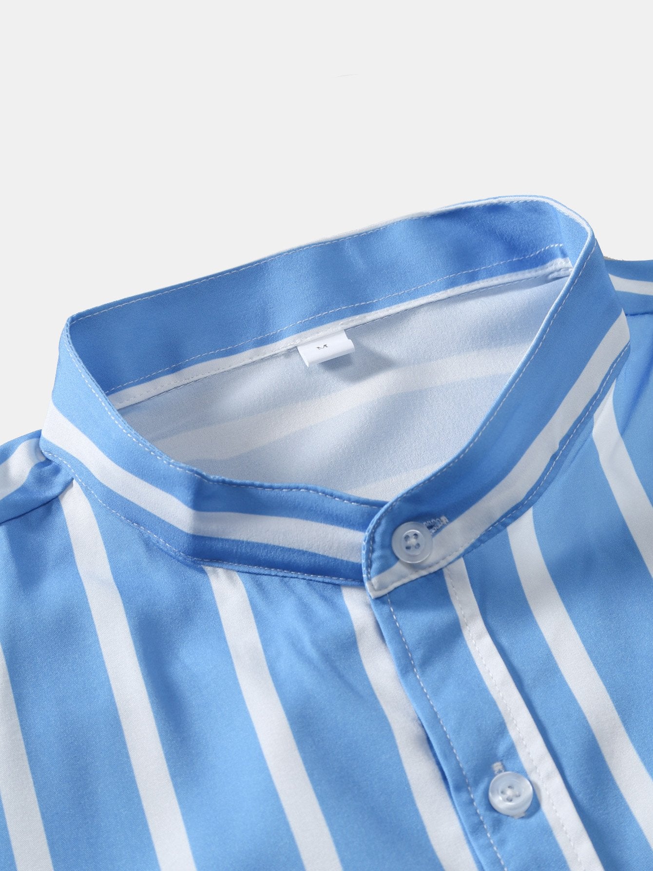 Andreas® | Striped Button Up Stand Collar Shirt - Image 9
