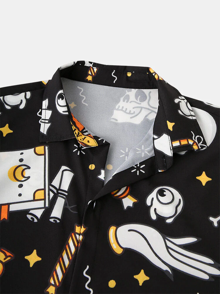Andres® | Halloween Ghost Skull Print Shirt - Image 3