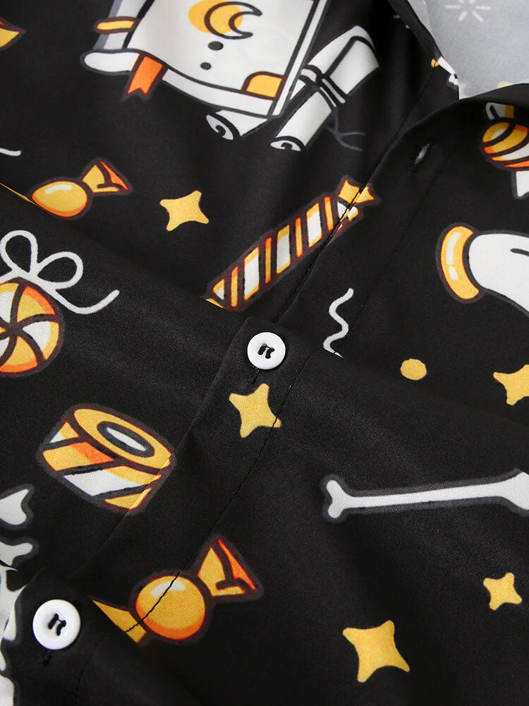 Andres® | Halloween Ghost Skull Print Shirt - Image 4
