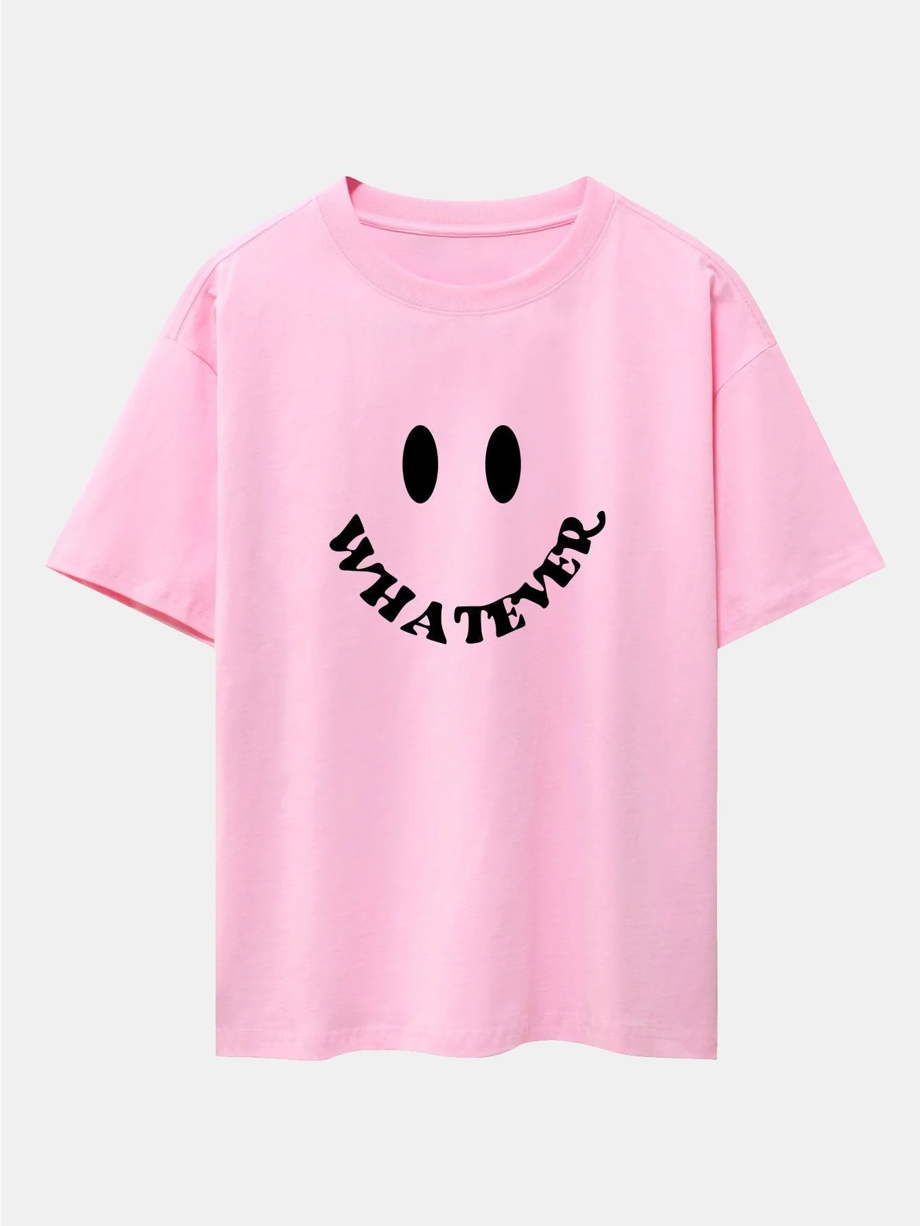 Andrés® | Smiley Face Slogan Print Drop Shoulder Oversize T-Shirt - Image 3