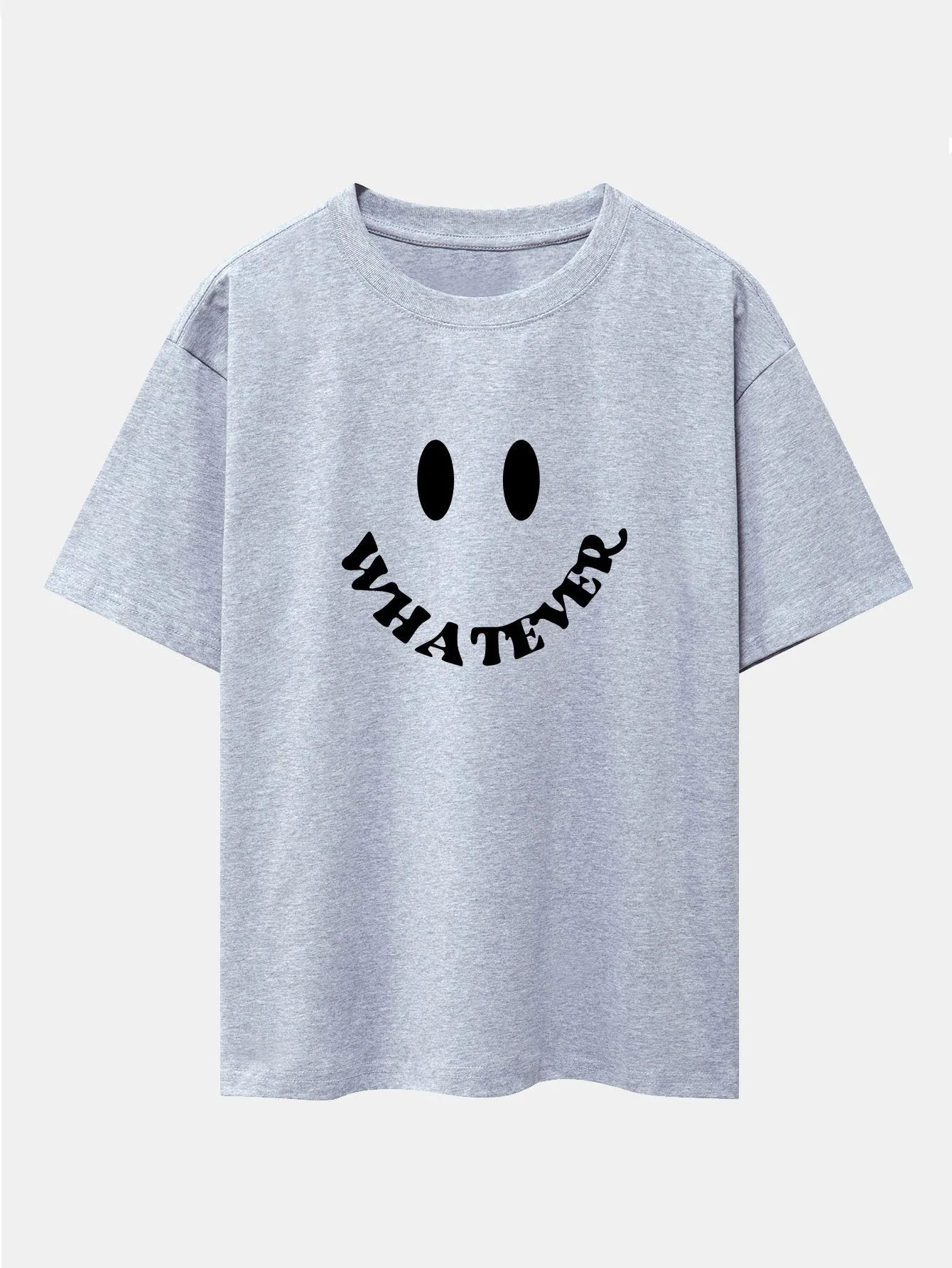 Andrés® | Smiley Face Slogan Print Drop Shoulder Oversize T-Shirt - Image 4