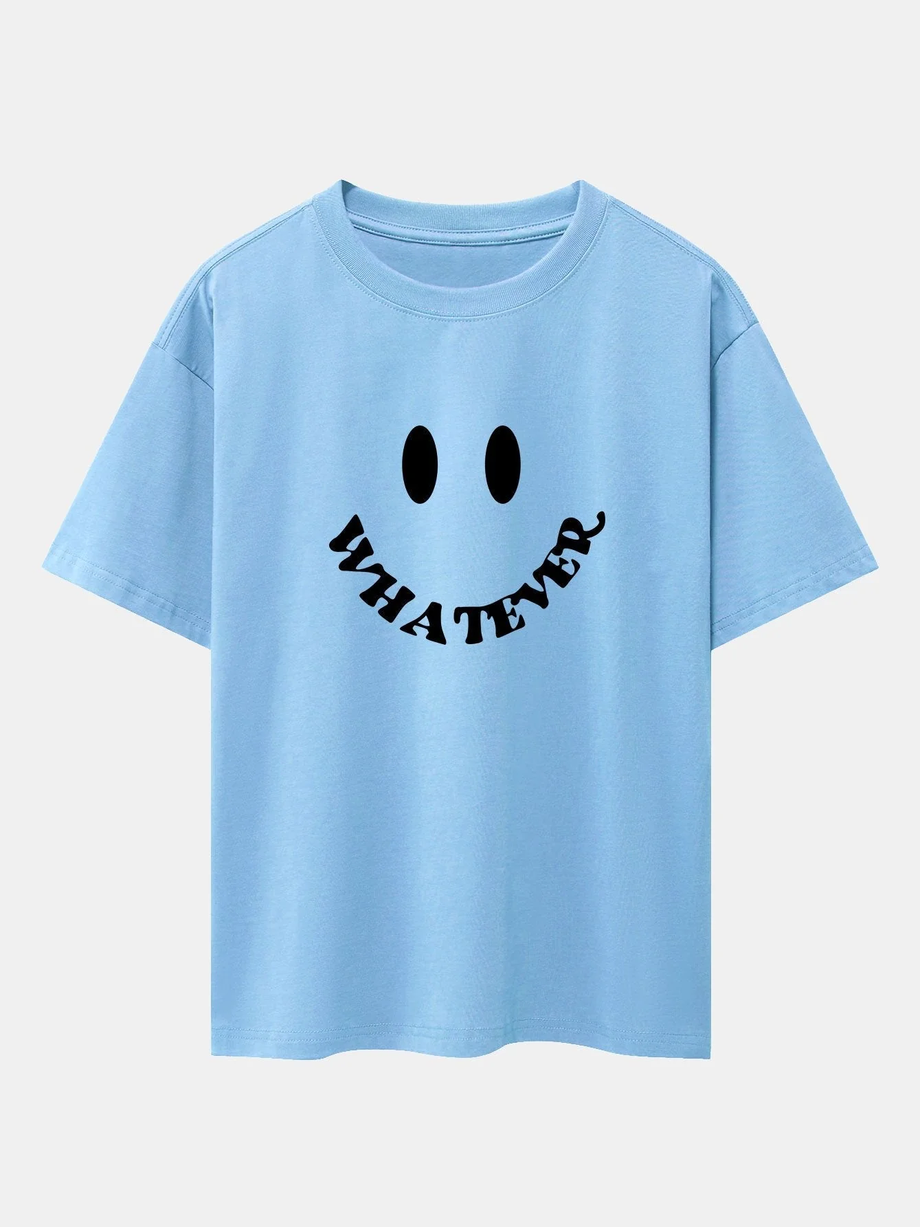 Andrés® | Smiley Face Slogan Print Drop Shoulder Oversize T-Shirt - Image 5