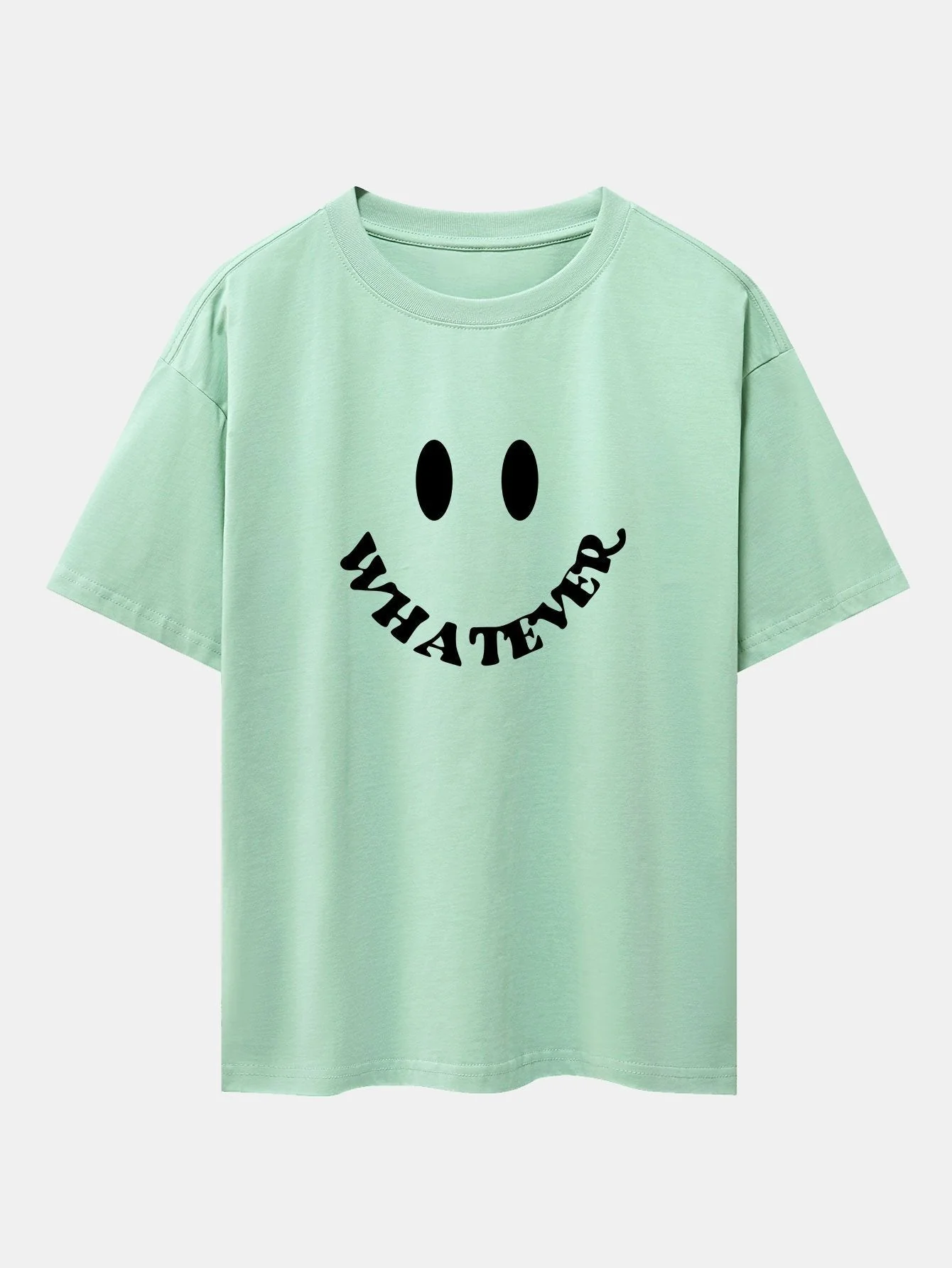 Andrés® | Smiley Face Slogan Print Drop Shoulder Oversize T-Shirt - Image 8