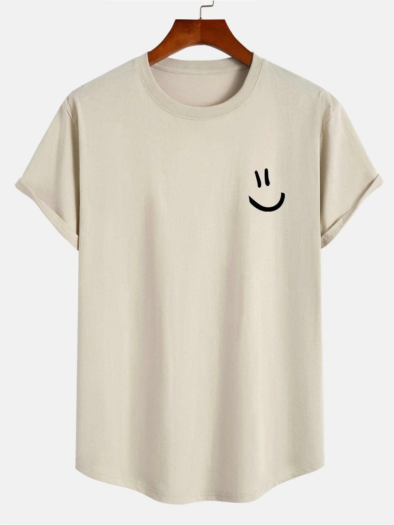 Andrew® | Smiley Print Cotton Arc Hem T-Shirt - Image 2