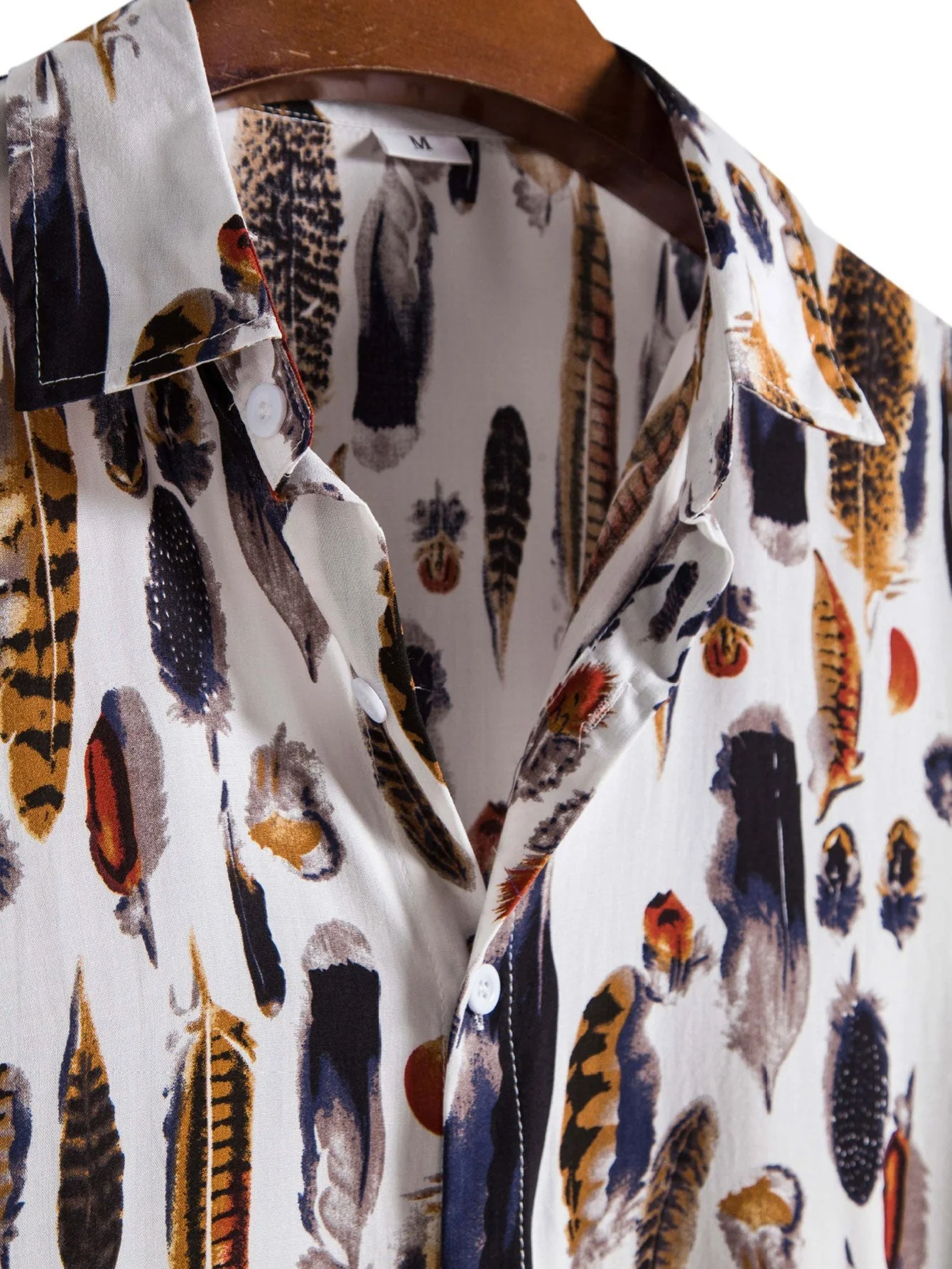 Andrey® | Feather Print Button Up Shirt - Image 3
