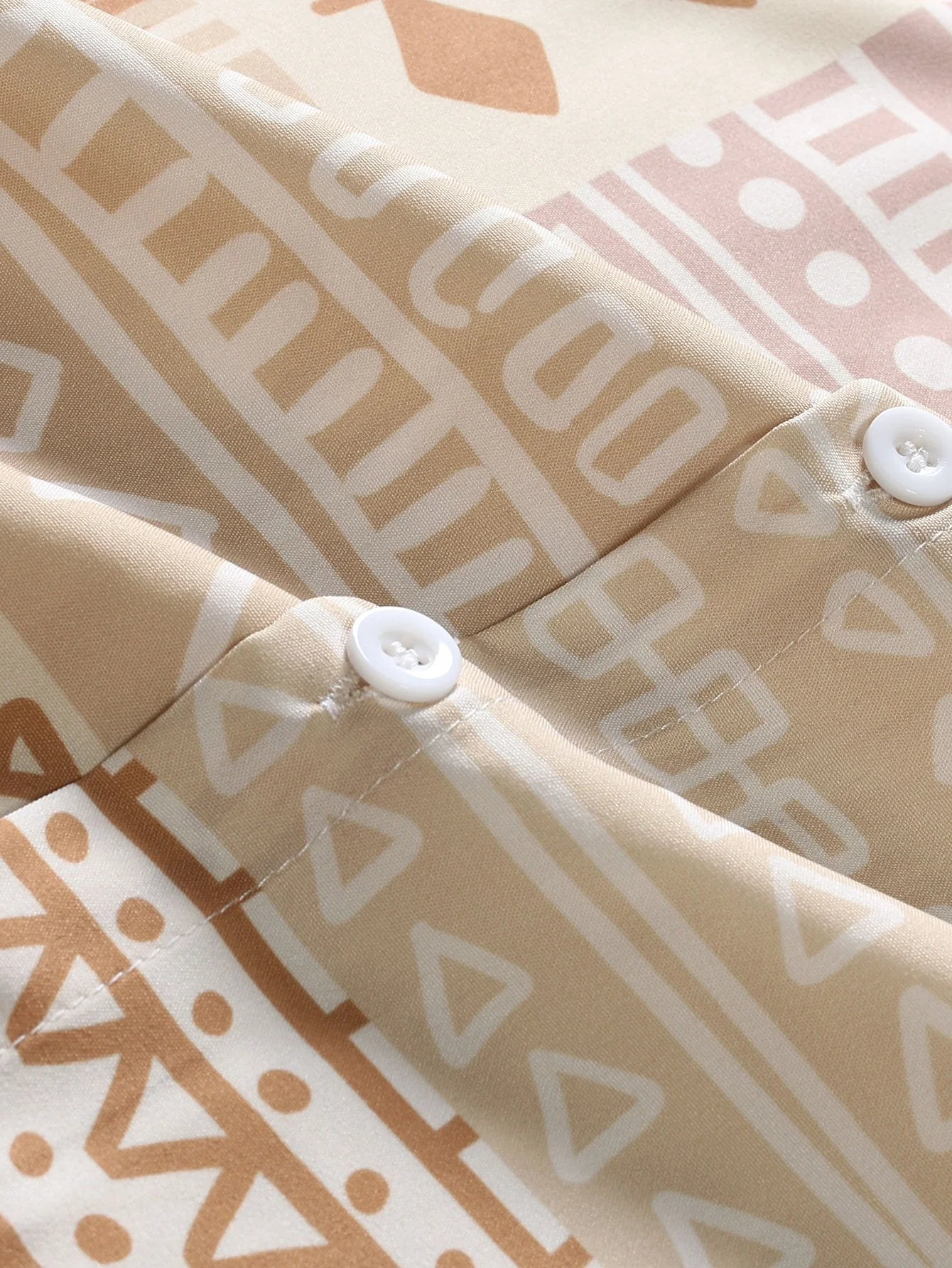 Anibal® | Tribal Geometric Patchwork Print Button Up Shirt - Image 4