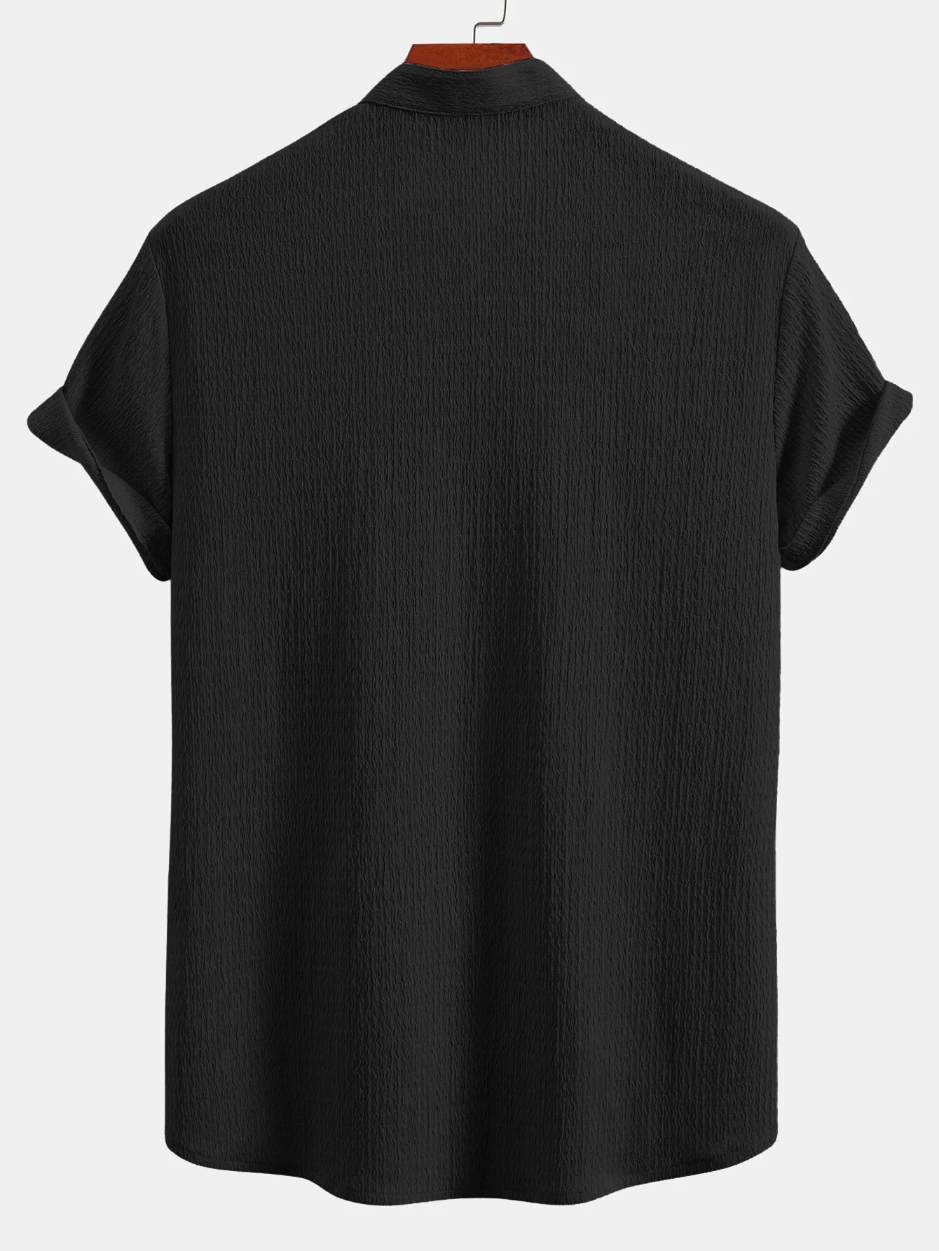 Anir® | Muscle Fit Wrinkled Textured Stand Collar Shirt - Image 4