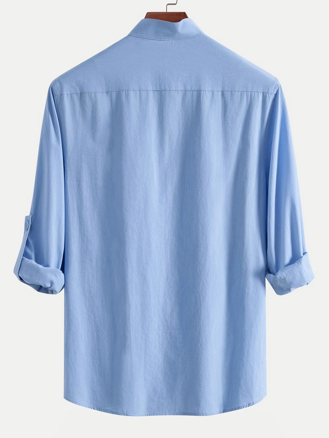 Aniruddha® | Long Sleeve Linen Look Henley Collar Shirt - Image 10