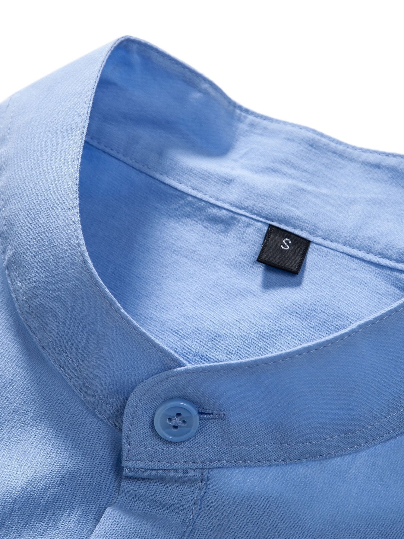 Aniruddha® | Long Sleeve Linen Look Henley Collar Shirt - Image 11