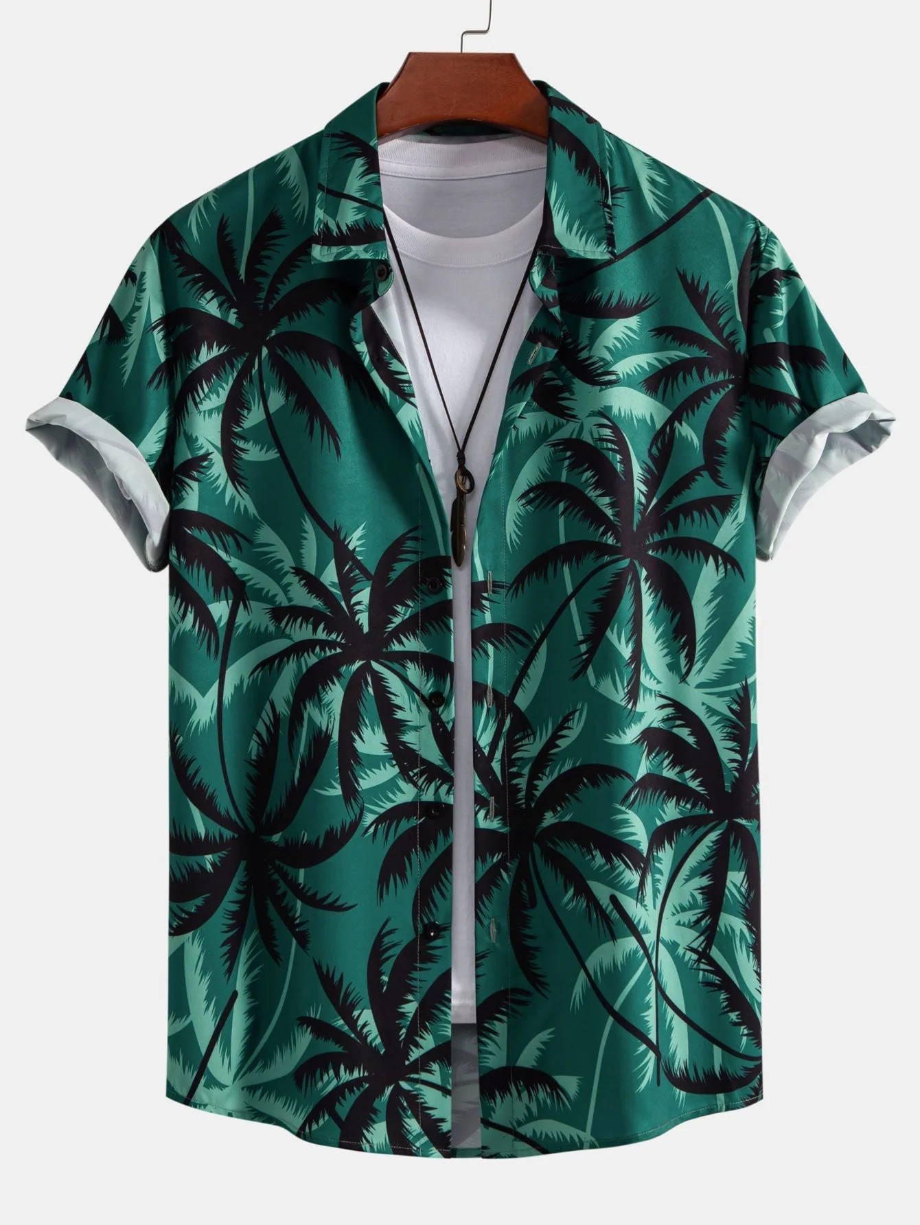 Ankur® | Palm Tree Print Button Up Shirt