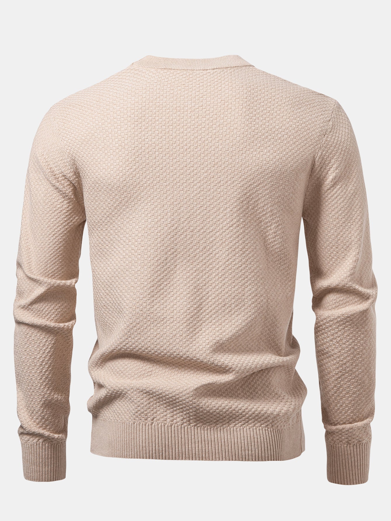 Anselmo® | Checkerboard Textured Crew Neck Sweater - Image 11