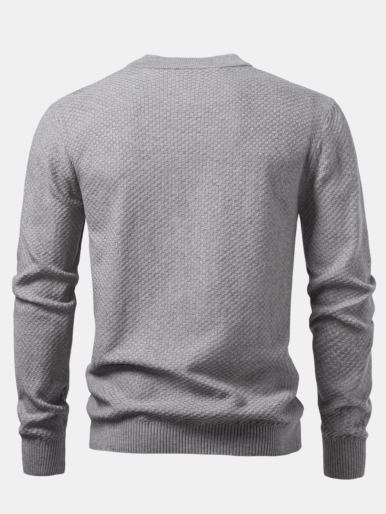 Anselmo® | Checkerboard Textured Crew Neck Sweater - Image 13
