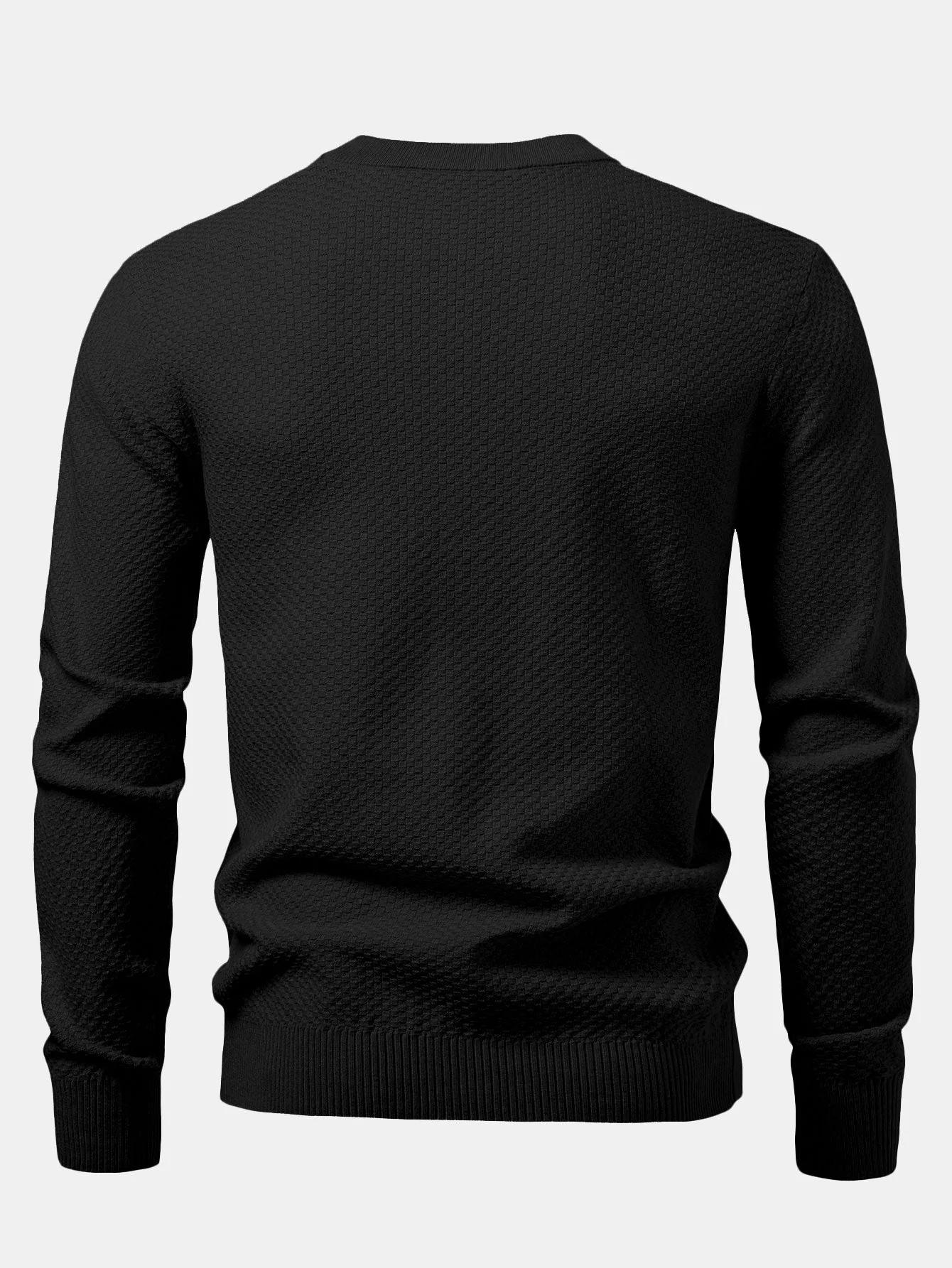 Anselmo® | Checkerboard Textured Crew Neck Sweater - Image 17