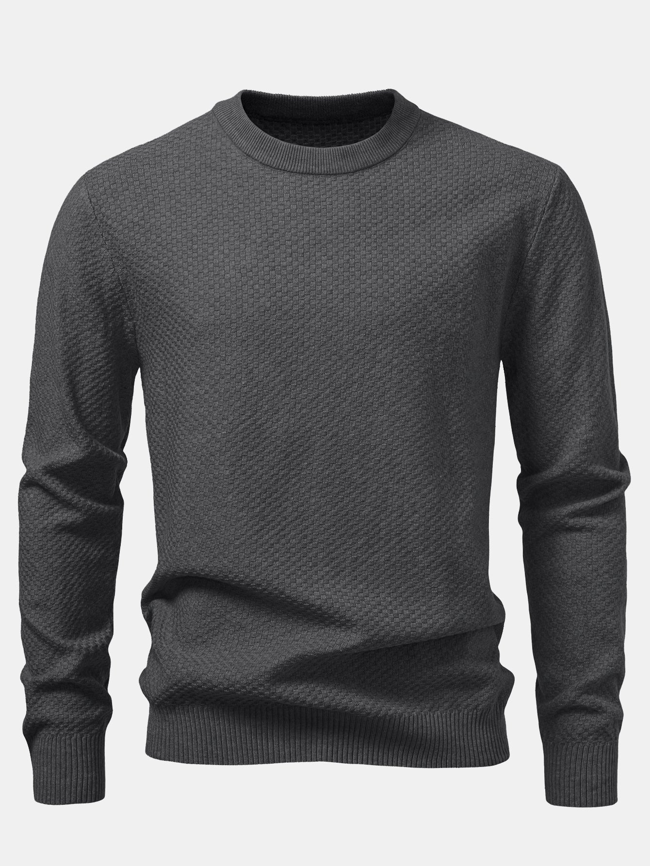 Anselmo® | Checkerboard Textured Crew Neck Sweater - Image 18