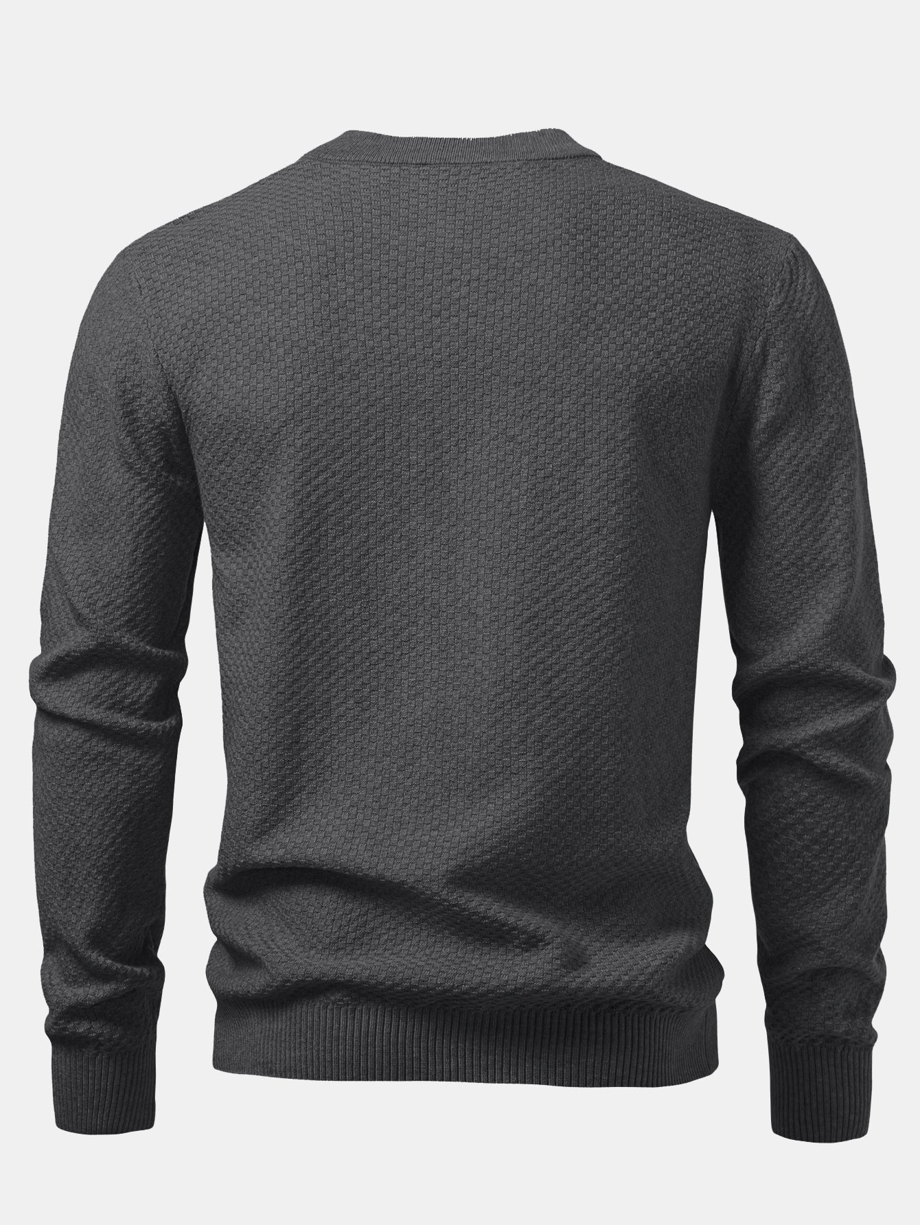 Anselmo® | Checkerboard Textured Crew Neck Sweater - Image 2
