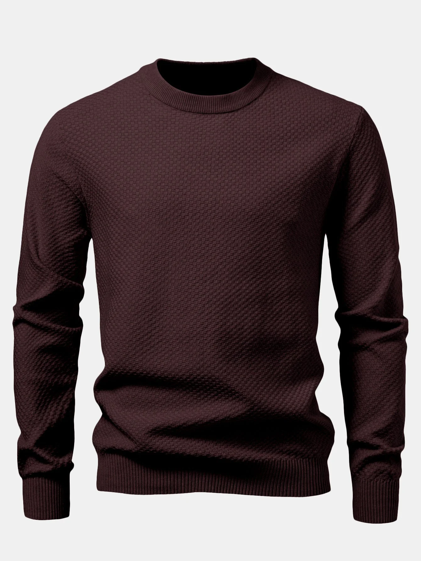 Anselmo® | Checkerboard Textured Crew Neck Sweater - Image 3