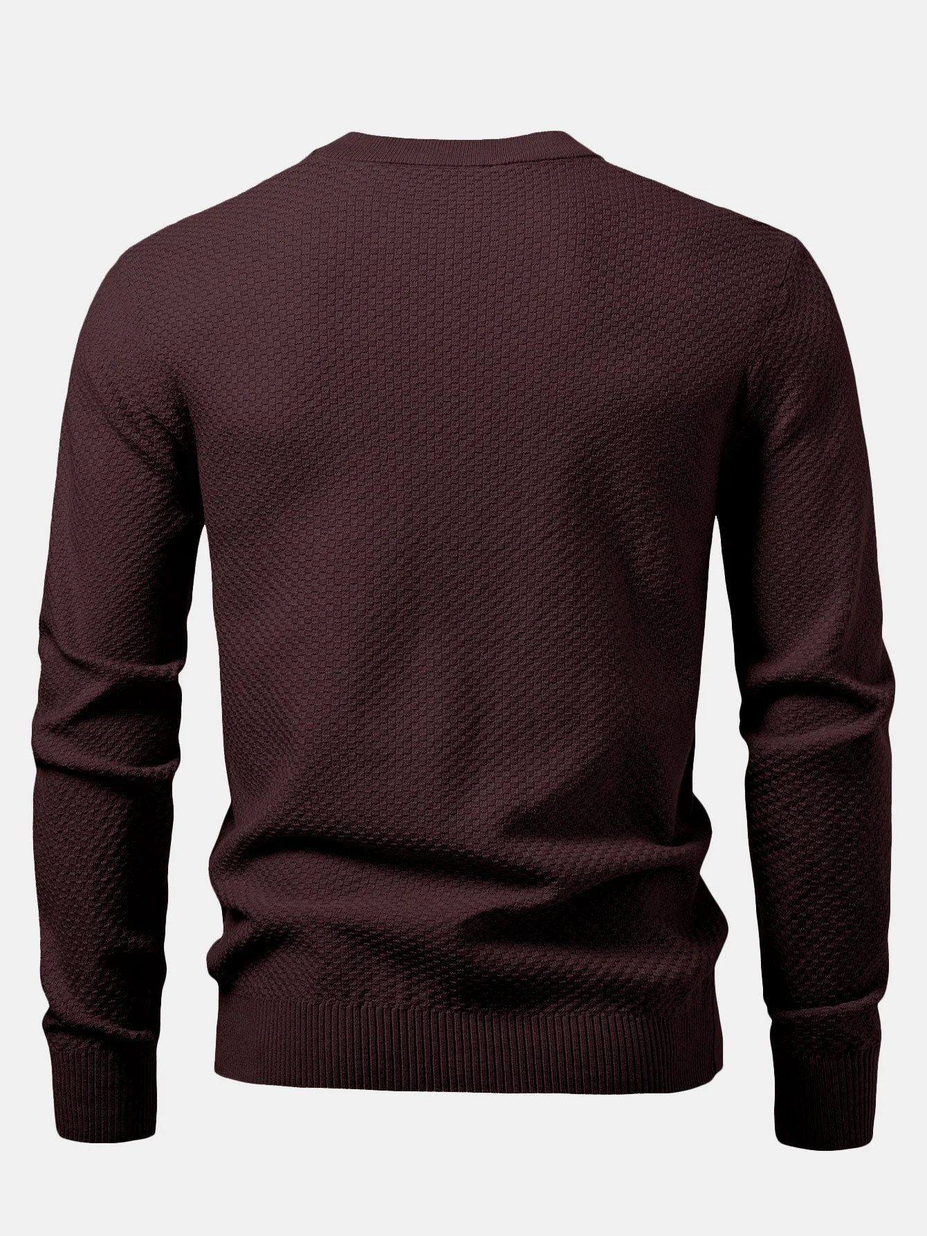 Anselmo® | Checkerboard Textured Crew Neck Sweater - Image 4