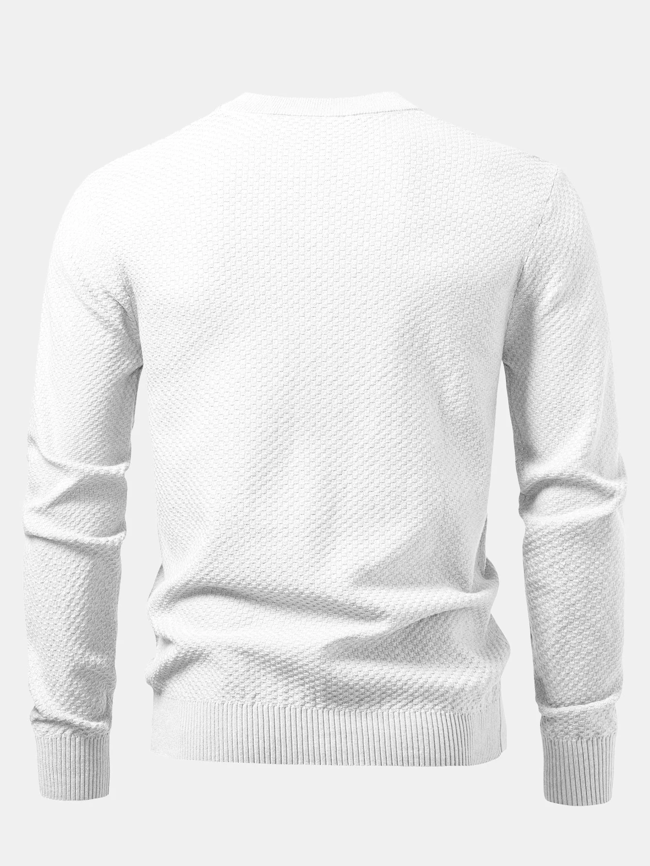 Anselmo® | Checkerboard Textured Crew Neck Sweater - Image 6