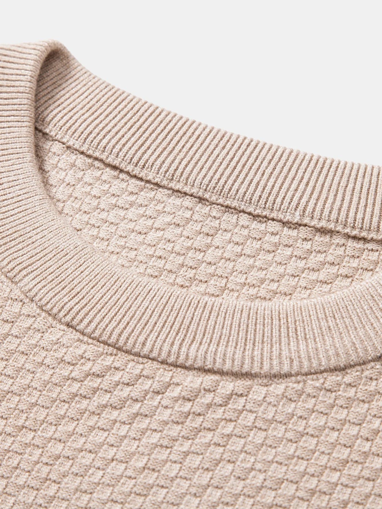 Anselmo® | Checkerboard Textured Crew Neck Sweater - Image 7