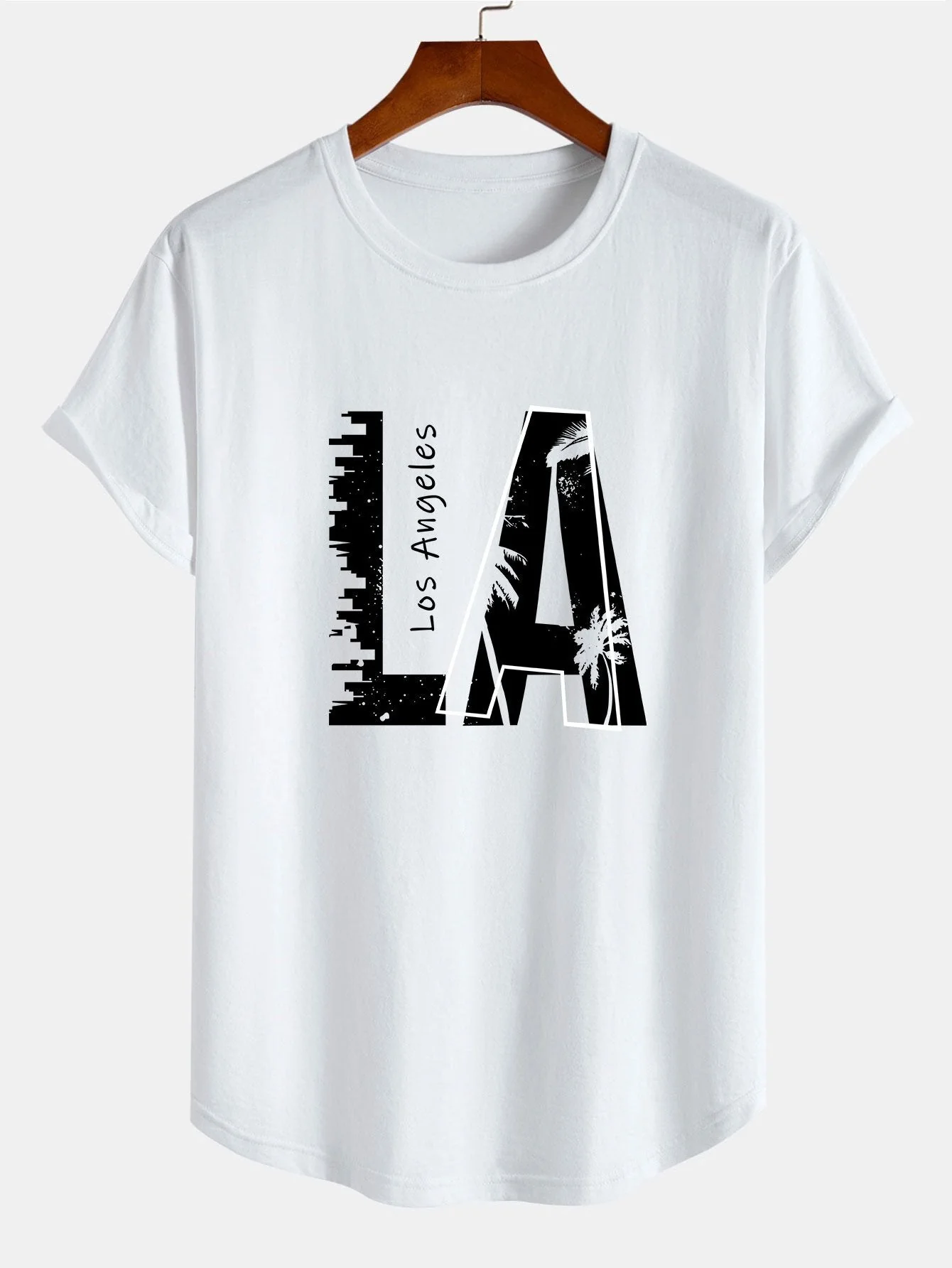 Antenor® | Los Angeles Print Cotton Arc Hem T-Shirt - Image 2