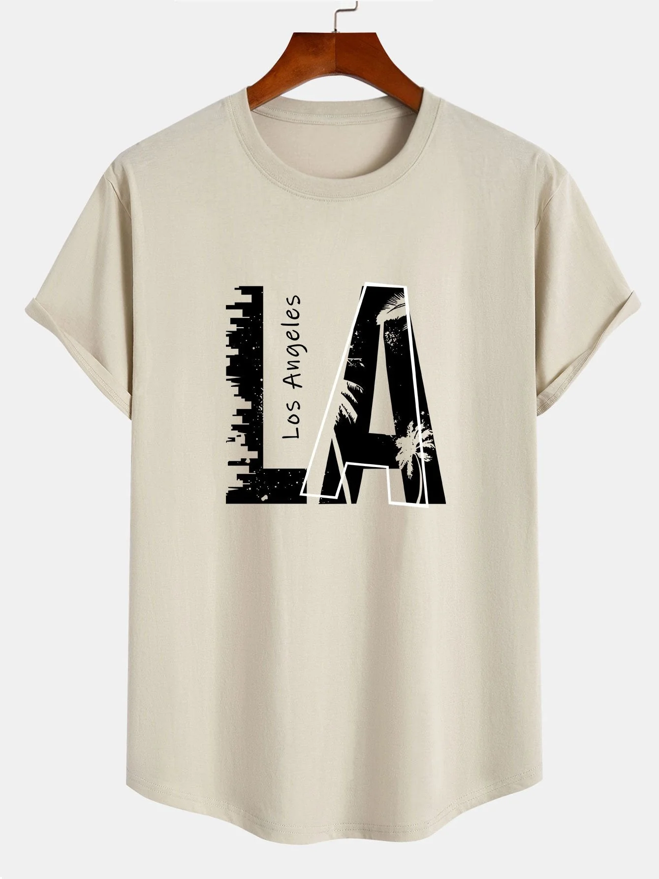Antenor® | Los Angeles Print Cotton Arc Hem T-Shirt - Image 3