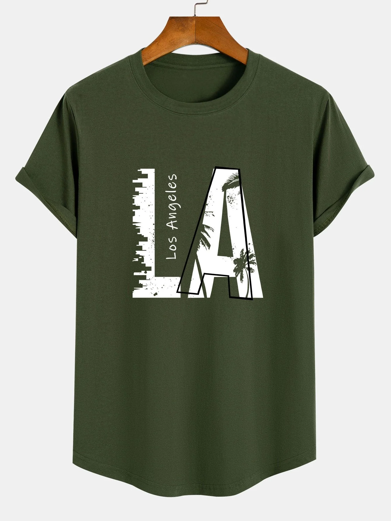 Antenor® | Los Angeles Print Cotton Arc Hem T-Shirt - Image 5