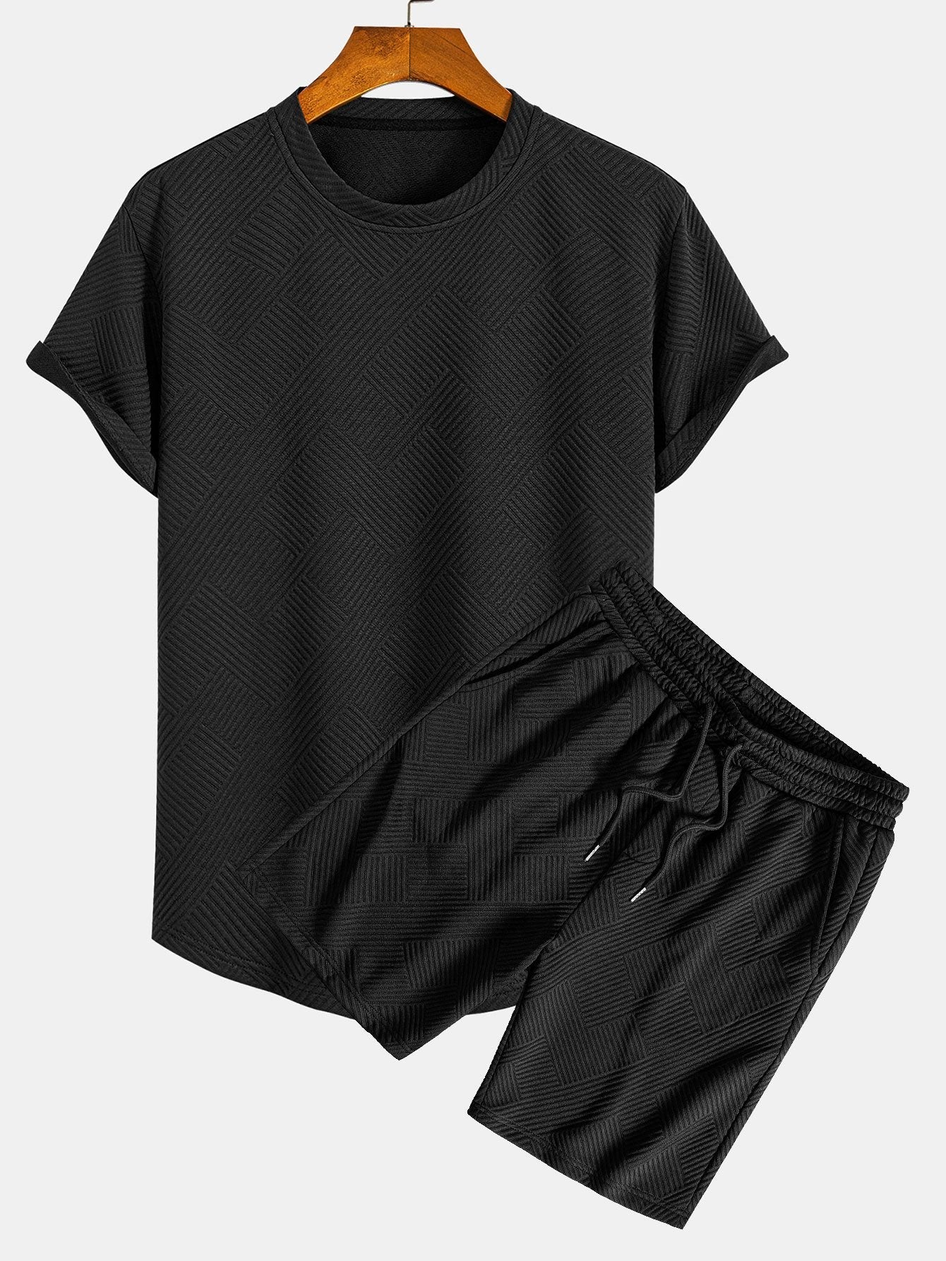 Antenor® | Short Sleeve Stripe Jacquard Arc Hem T-Shirt & Shorts - Image 3