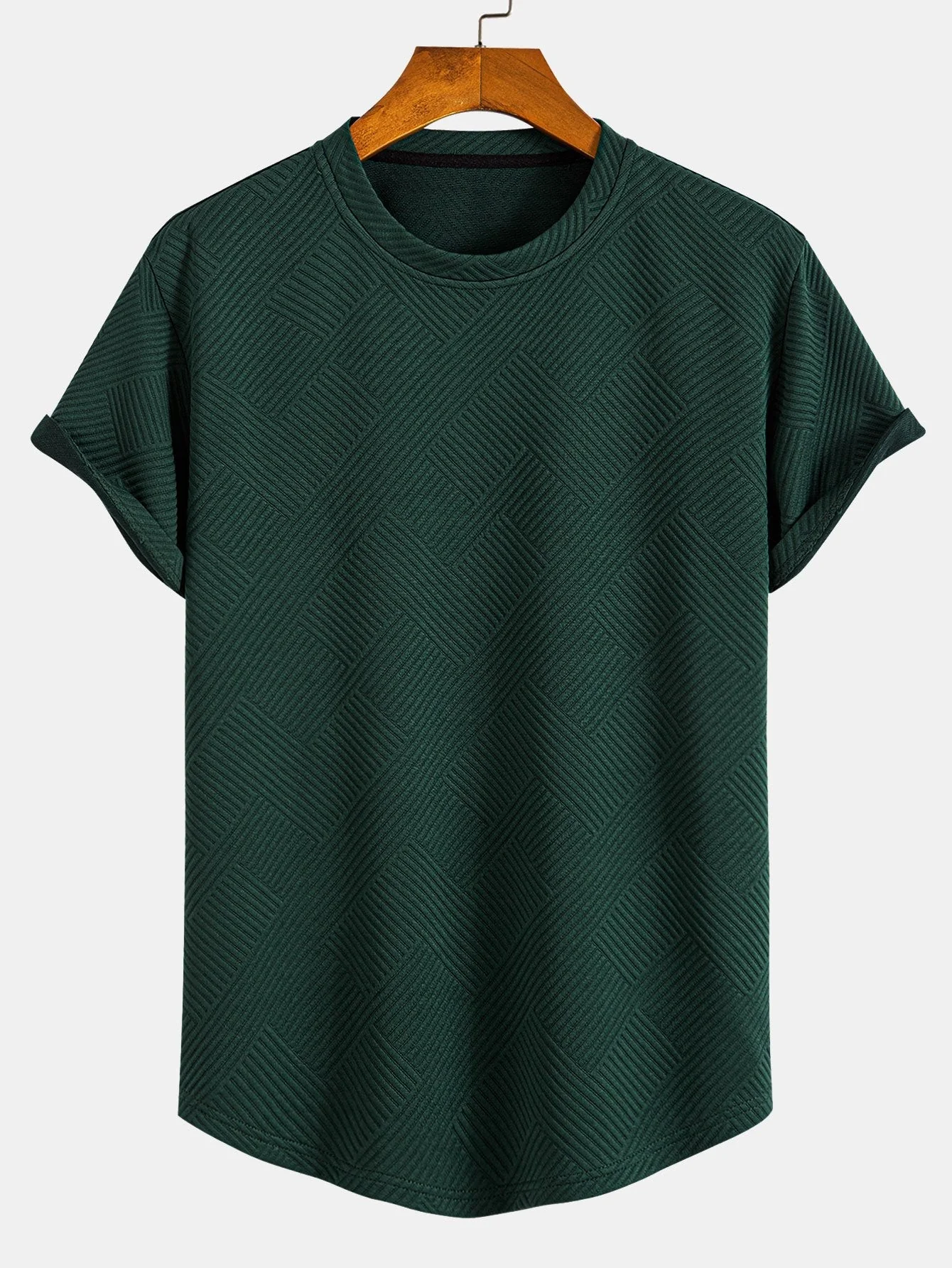 Antenor® | Short Sleeve Stripe Jacquard Arc Hem T-Shirt & Shorts - Image 4