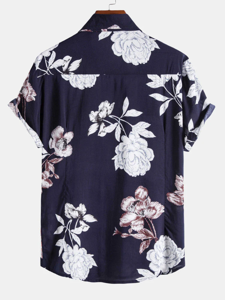 Antero® | Flowers Print Turndown Collar Shirts - Image 2