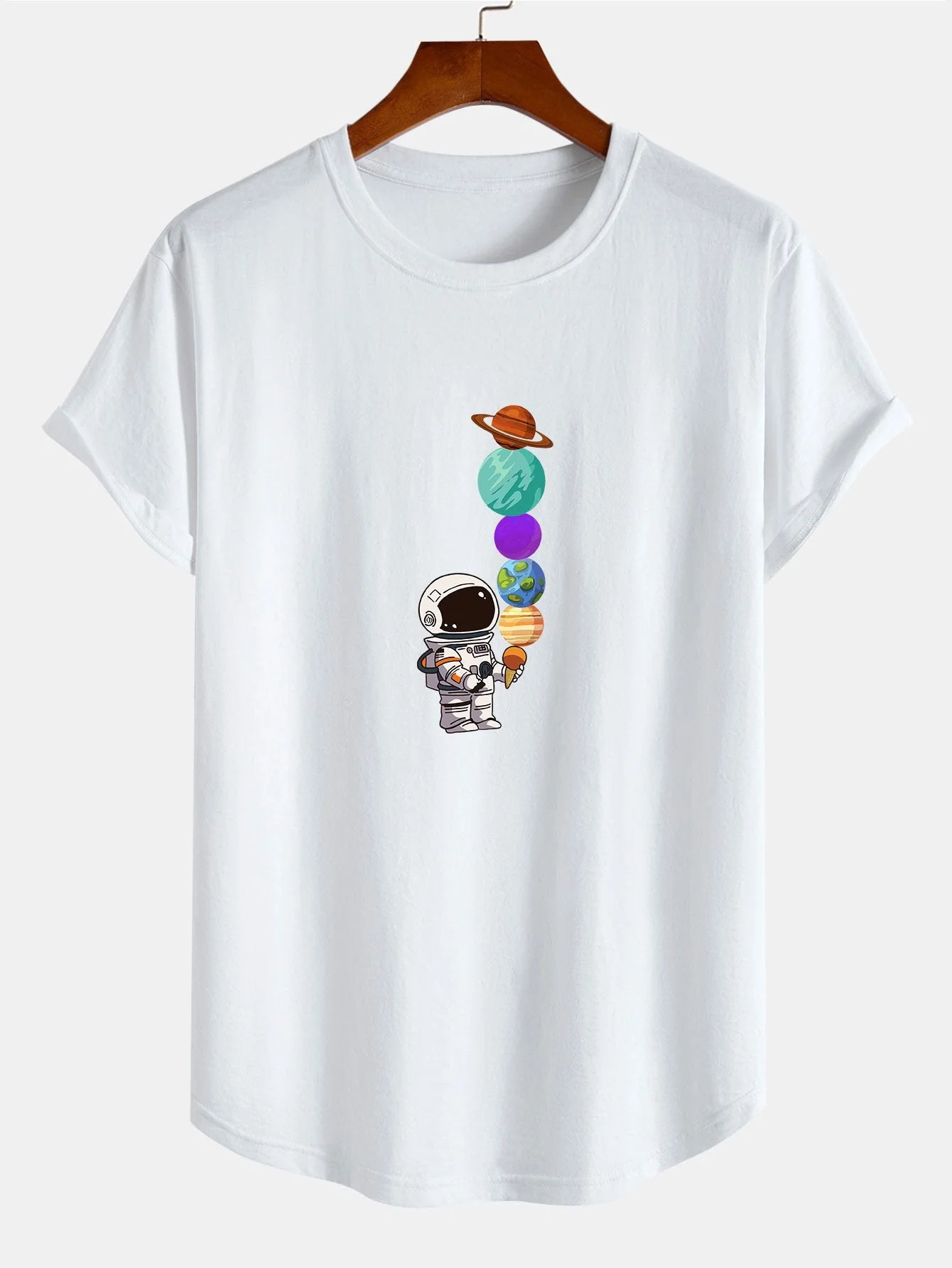 Antolín® | Planet Astronaut Print Cotton Arc Hem T-Shirt - Image 3