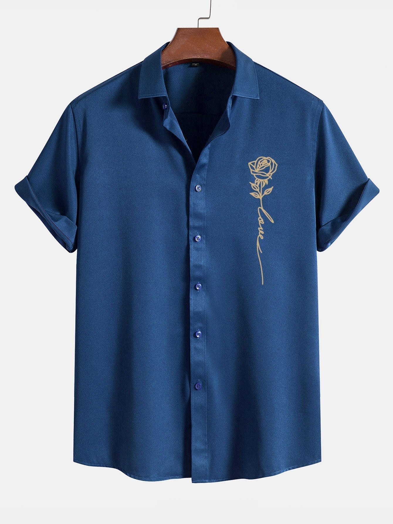 Antonello® | Rose Love Print Button Up Shirt - Image 2